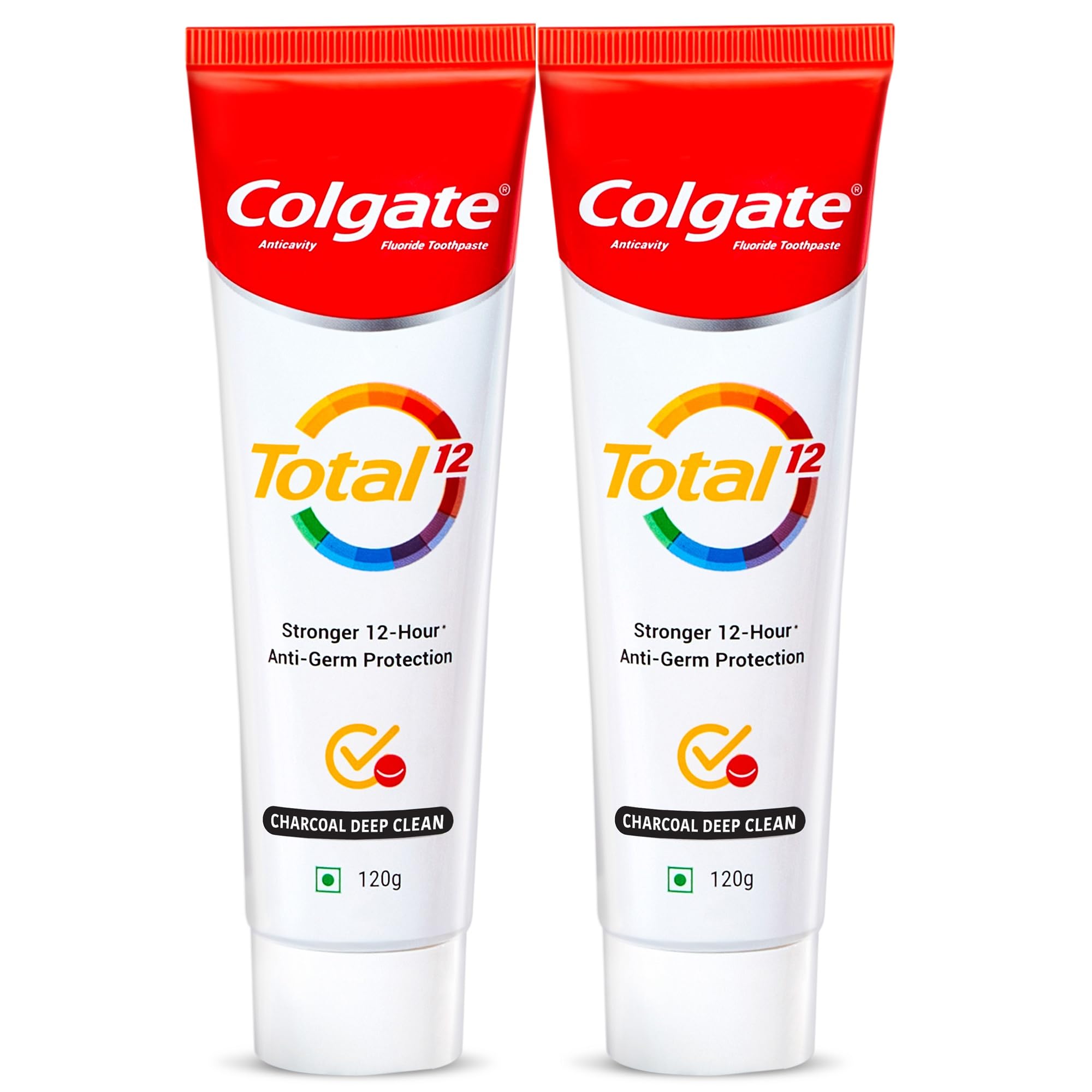 Colgate Total 120 gm+120 gm (240 gm) Charcoal Deep Clean Antibacterial Toothpaste, Combo Pack, Whole Mouth Health, Tooth Paste with 12-Hour Anti-Germ Protection, World's No.1* Germ-fighting Toothpaste