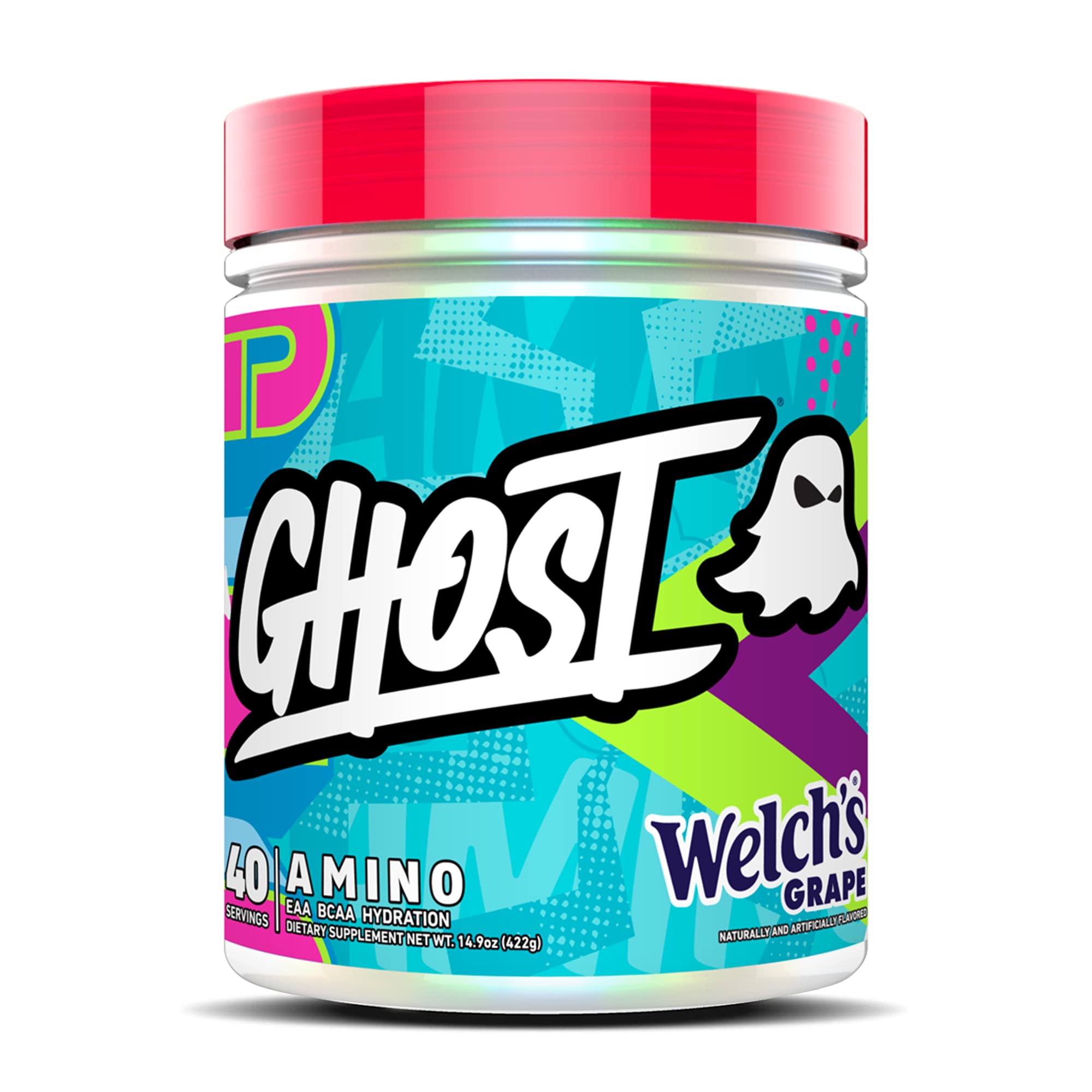 GHOST Amino: Essential Amino Acid Supplement, Welch's Grape - 40 Servings - Intra-Workout Powder for Hydration & Recovery 4.5g BCAA & 5.5g EAA - Soy & Gluten-Free, Vegan