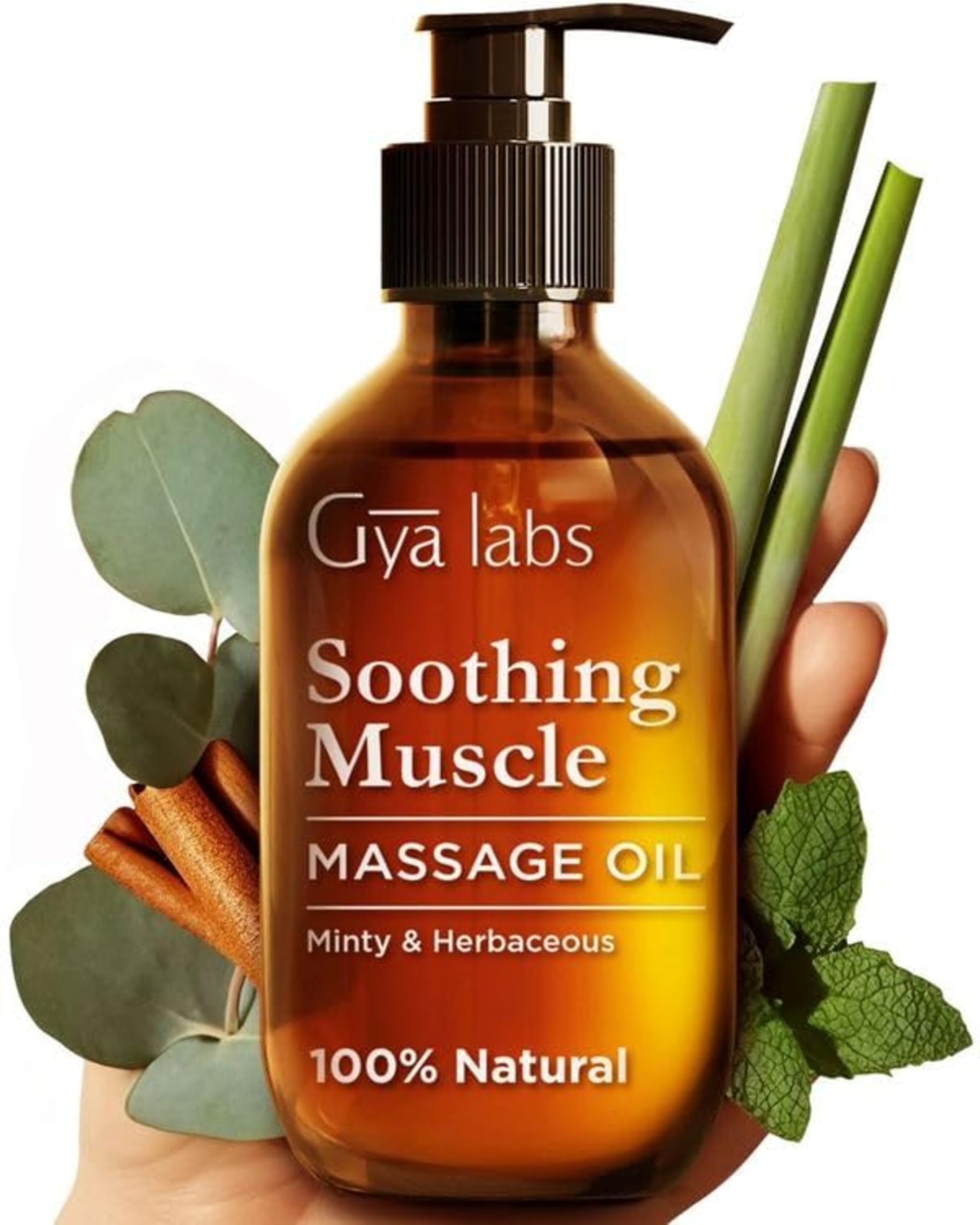 Gya Labs Soothing Massage Oil for Sore Muscles - Spa Quality Sore Muscle Massage Oil - Peppermint & Cinnamon Body Massage Oil for Men & Women - 100% Natural (200 ml)