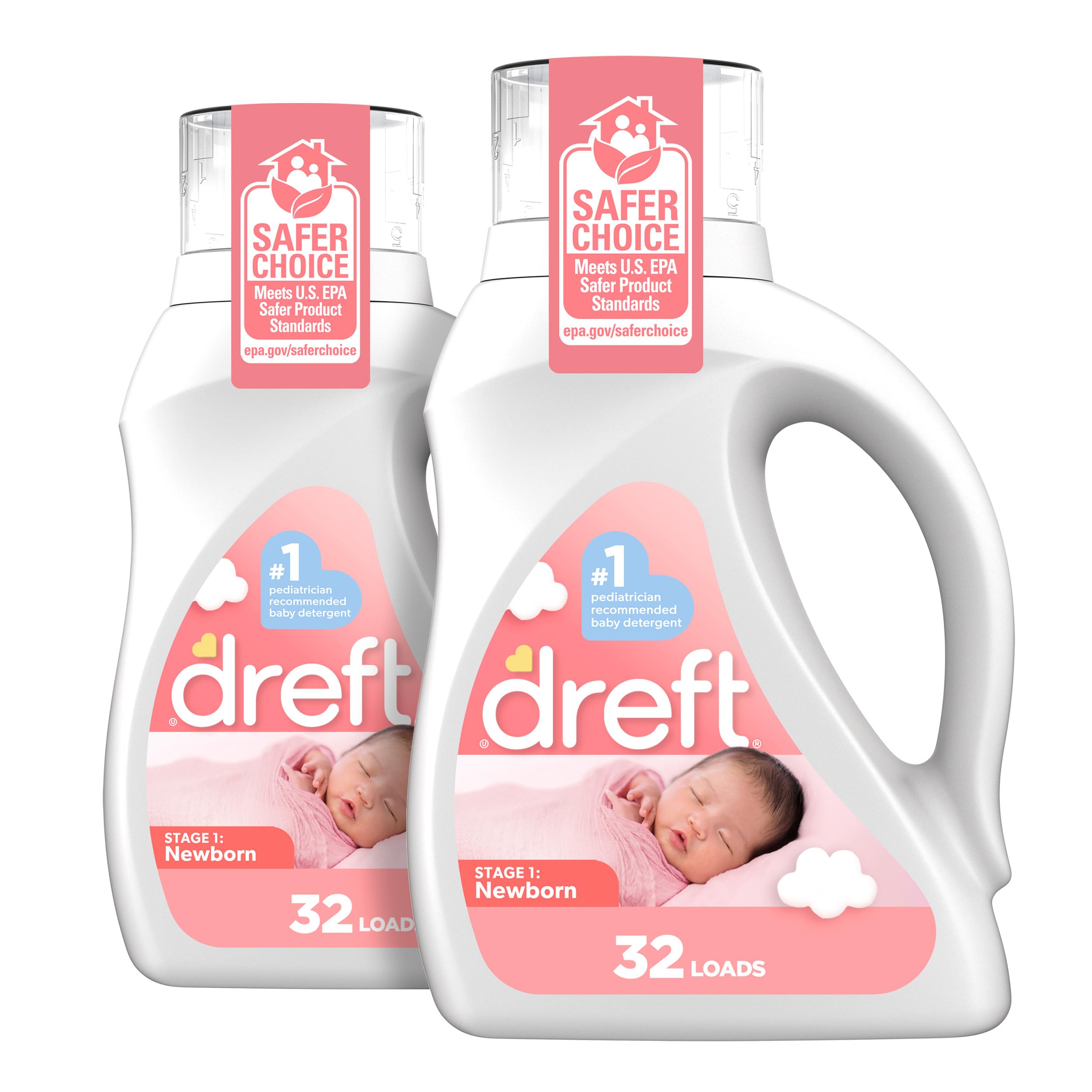 Dreft Newborn Baby Liquid Laundry Detergent, Gentle on Sensitive Skin, HE Compatible, (Pack of 2)