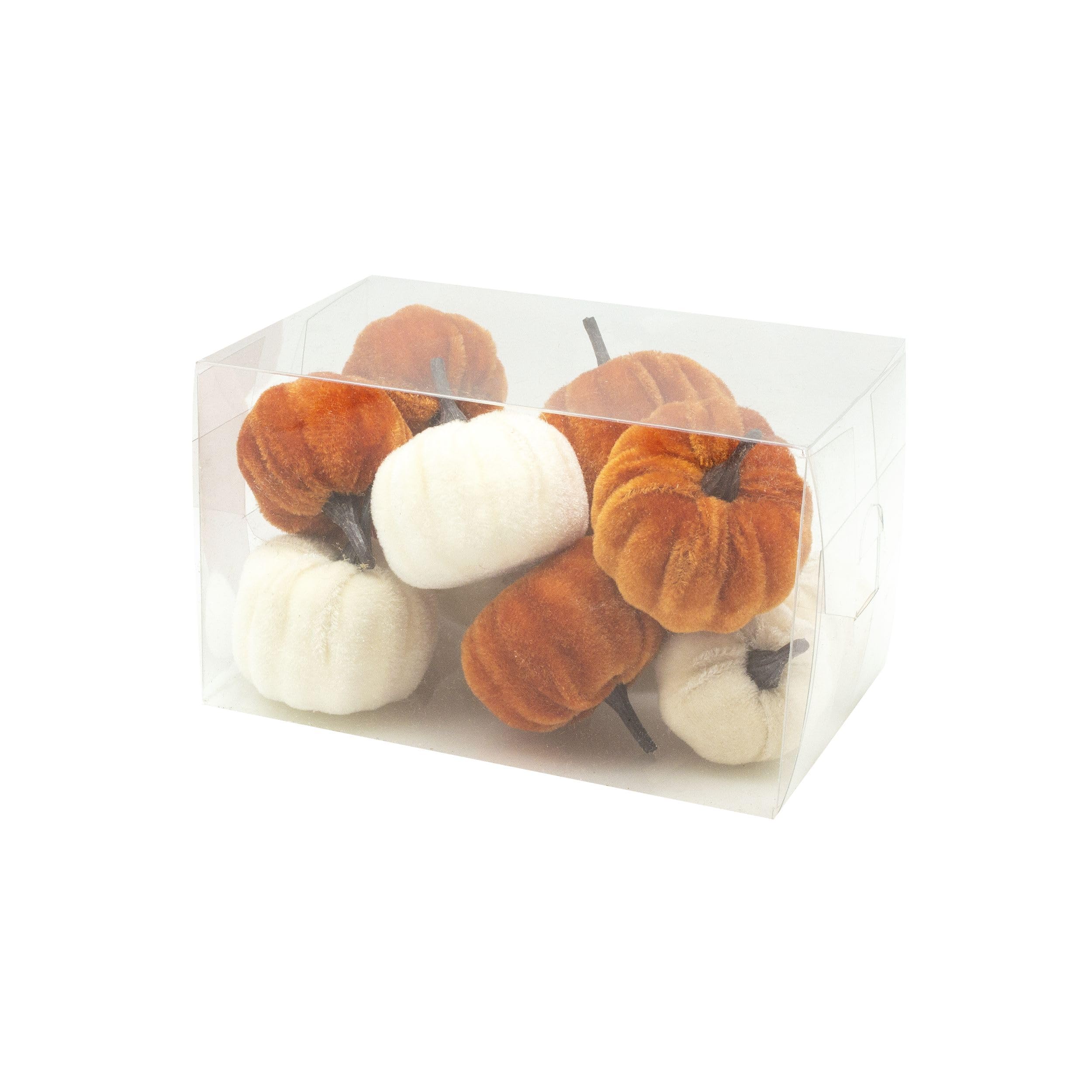 Heaven Sends Set of 12 Cream and Orange Velvet Pumpkin Halloween Decorations