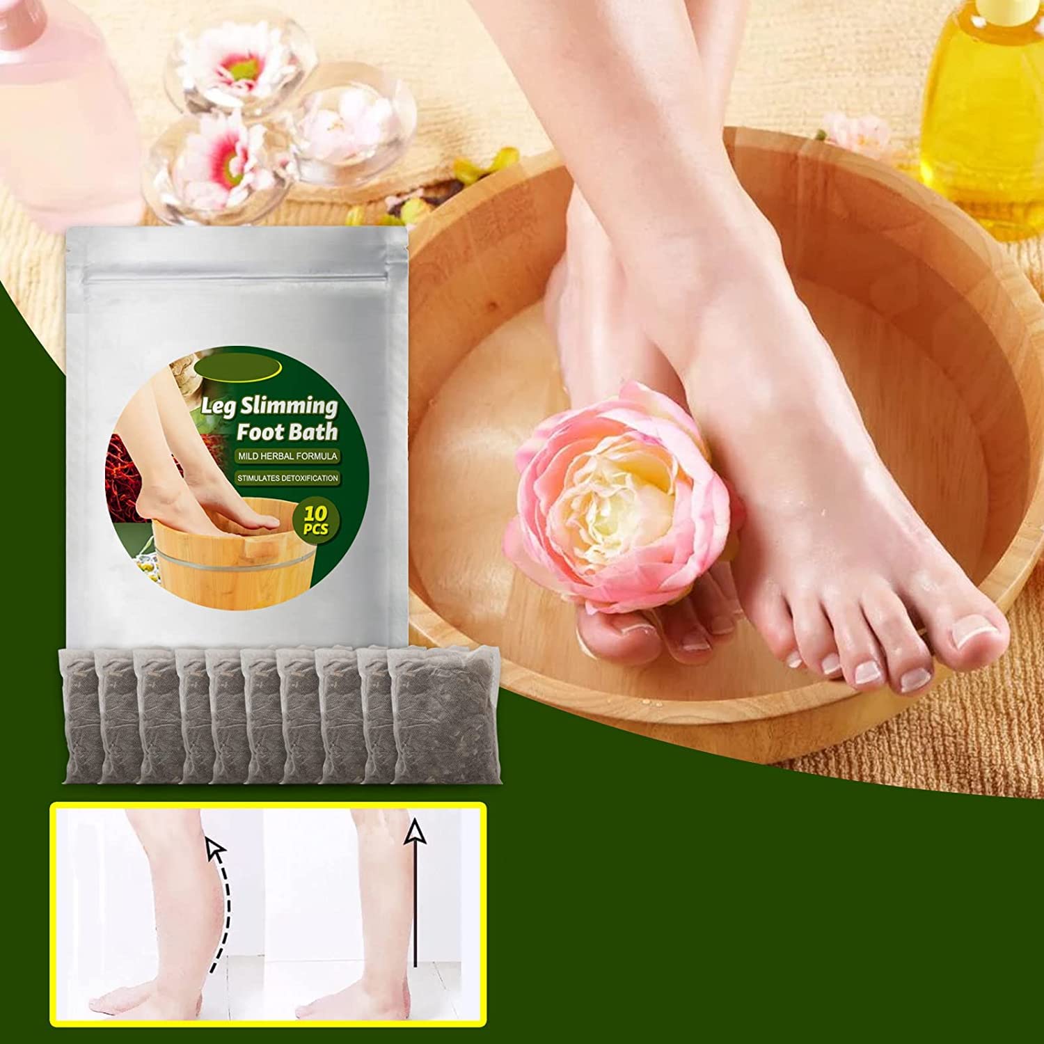 Lymphatic Drainage Ginger Foot Soak,Leg Slimming Foot Bath,Foot Soak Pack Ginger Foot Bath Bag,Foot Soak Chinese Herbal Foot Bath SPA Relax Massage