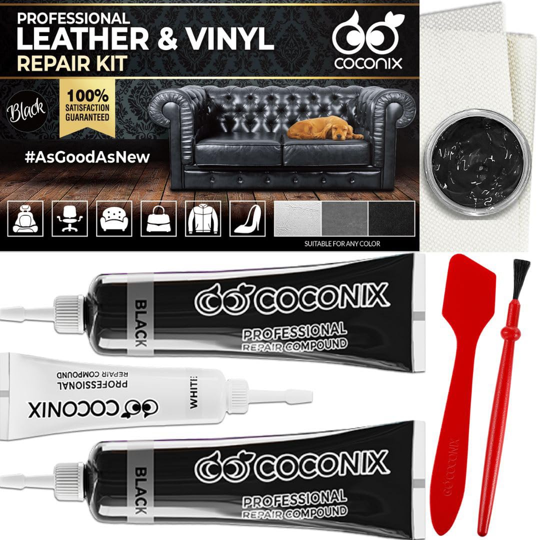 COCONIX Leather Care PRO Professional Black Leather & Vinyl Repair Kit