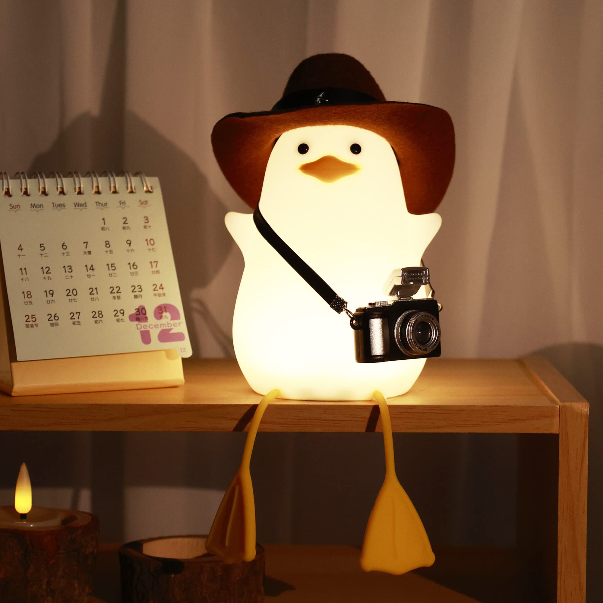 Duck Night Light, Squishy Duck Lamp, Cute Bedside Ducks Funny Nightlight with Dimmer & Timer & Rechargeable for Room Decor, Duck Gifts for Girls, Boys, Women, Little Ones-Cowboy Duck