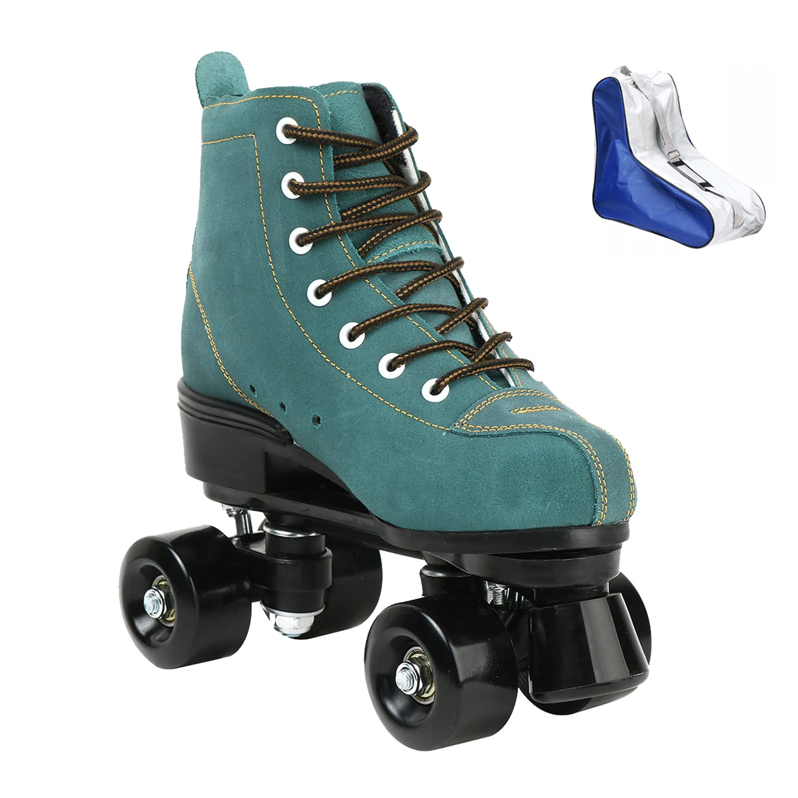 Roller Skates for Women Men High-top Roller Skates Four Wheels Roller Skates Shiny Roller Skates for Girls Boys with Shoes Bag