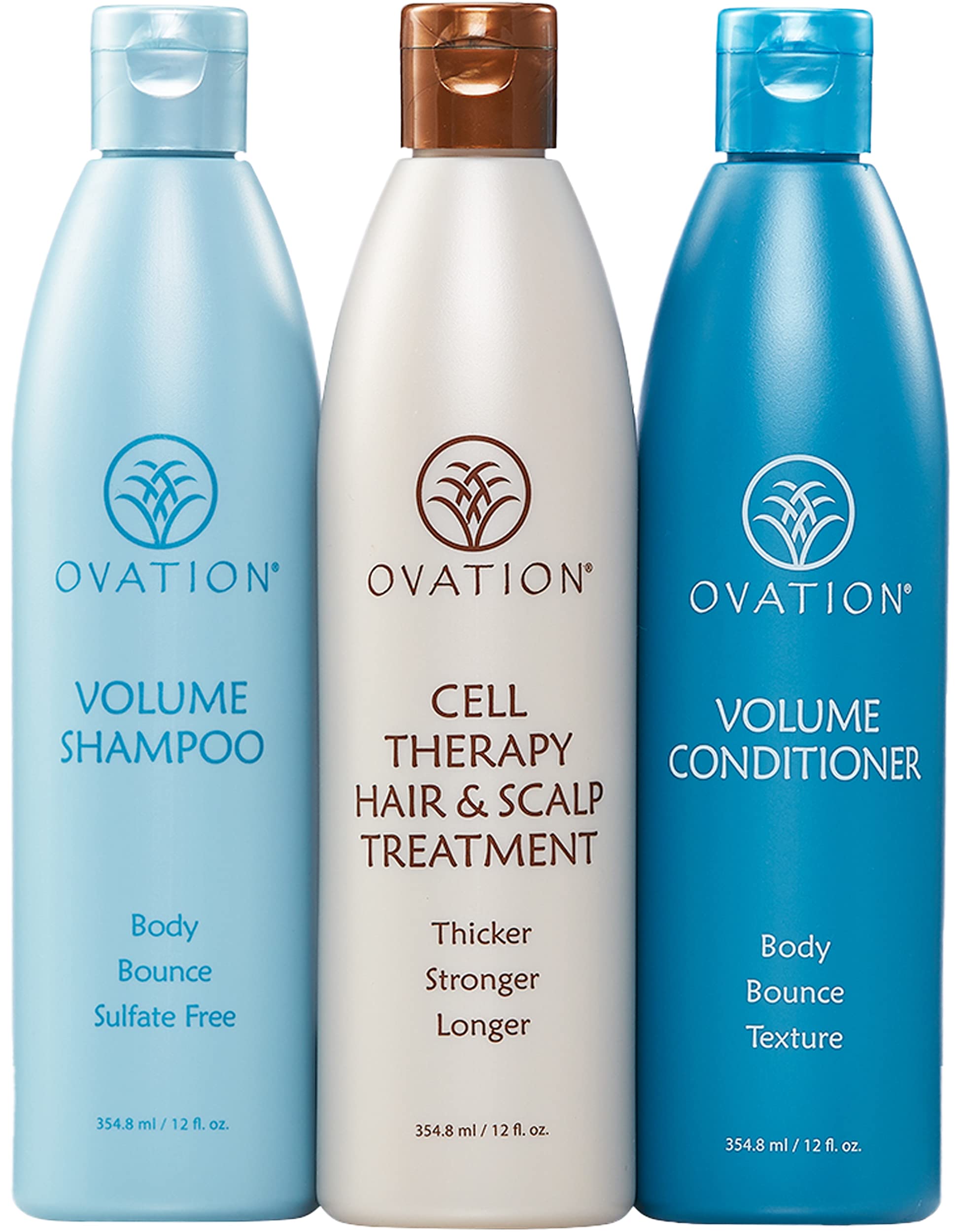 Ovation Hair Volume Cell Therapy 12 oz System - Volume Shampoo and Conditioner, Cell Therapy Hair & Scalp Treatment - Hair Treatment Set to Moisturize Baby Fine, Short Hair