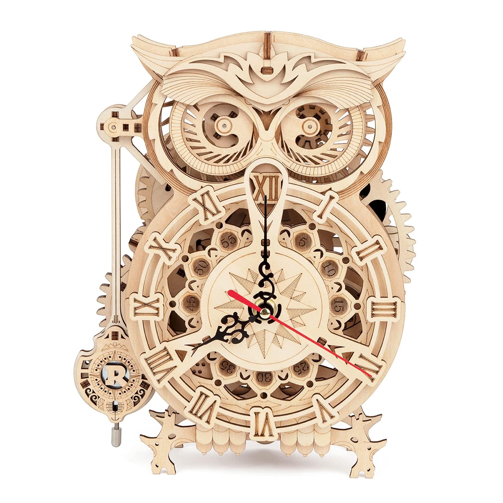 ROKR 3D Wooden Puzzles for Adults Owl Clock - Mechanical Model Building Kit DIY Hobbies for Men Women 161PCS Clock Puzzle Creative Craft Gift Home Decor for Family