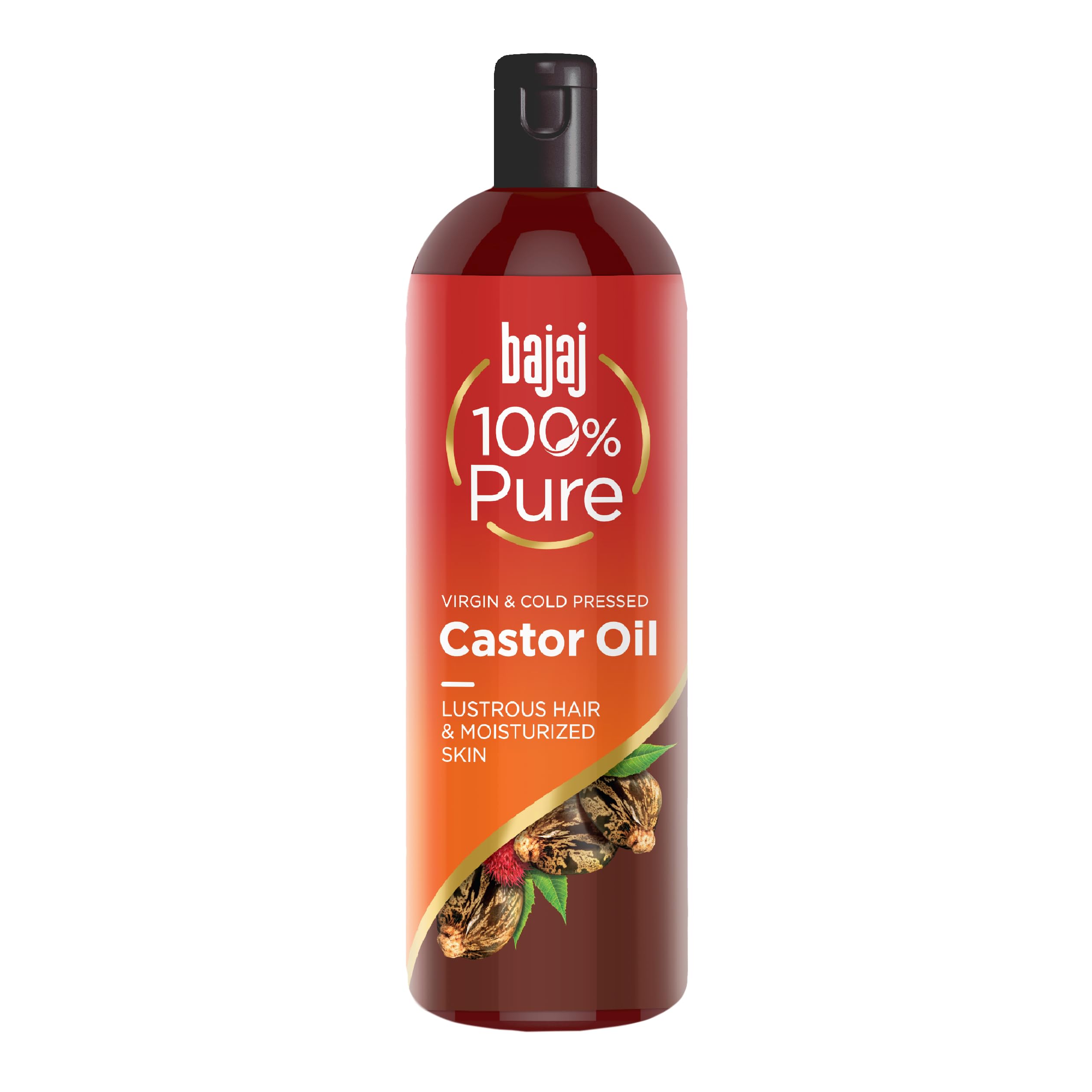 Bajaj 100% Pure Castor Oil 200ml, Pure Hair Oil, Natural Cold-Pressed Castor Oil, No Silicones, Paraben Free, Lead Free