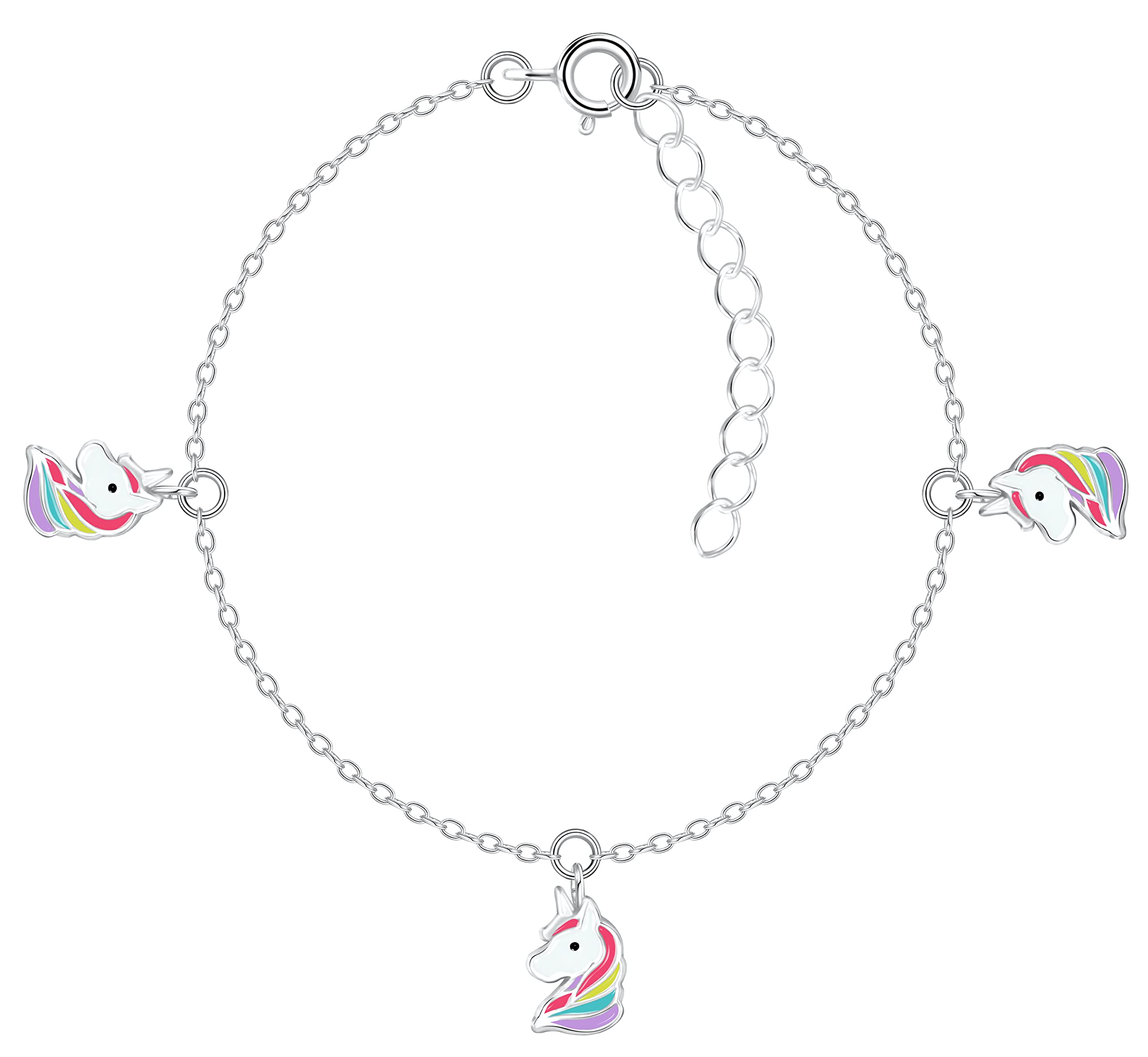 Aww So Cute 92.5-925 Sterling Silver Fairytale Unicorn Charms Bracelet for Girls, Kids & Women Pure Silver (Bracelet0181)