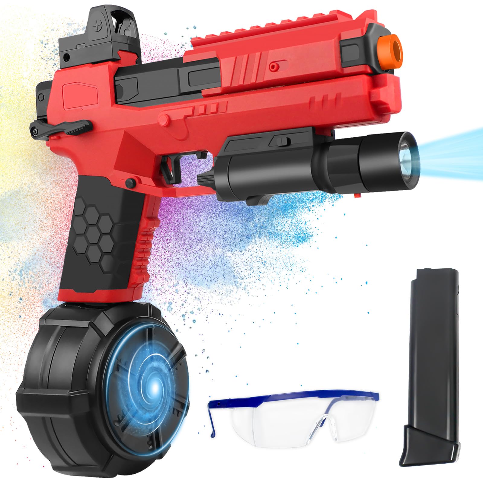 Gel Ball Blaster X6 with Drum, Manual & Automatic Dual Mode Splat-Blaster X2 Upgrade Version, 150FT Range, Ages 14+