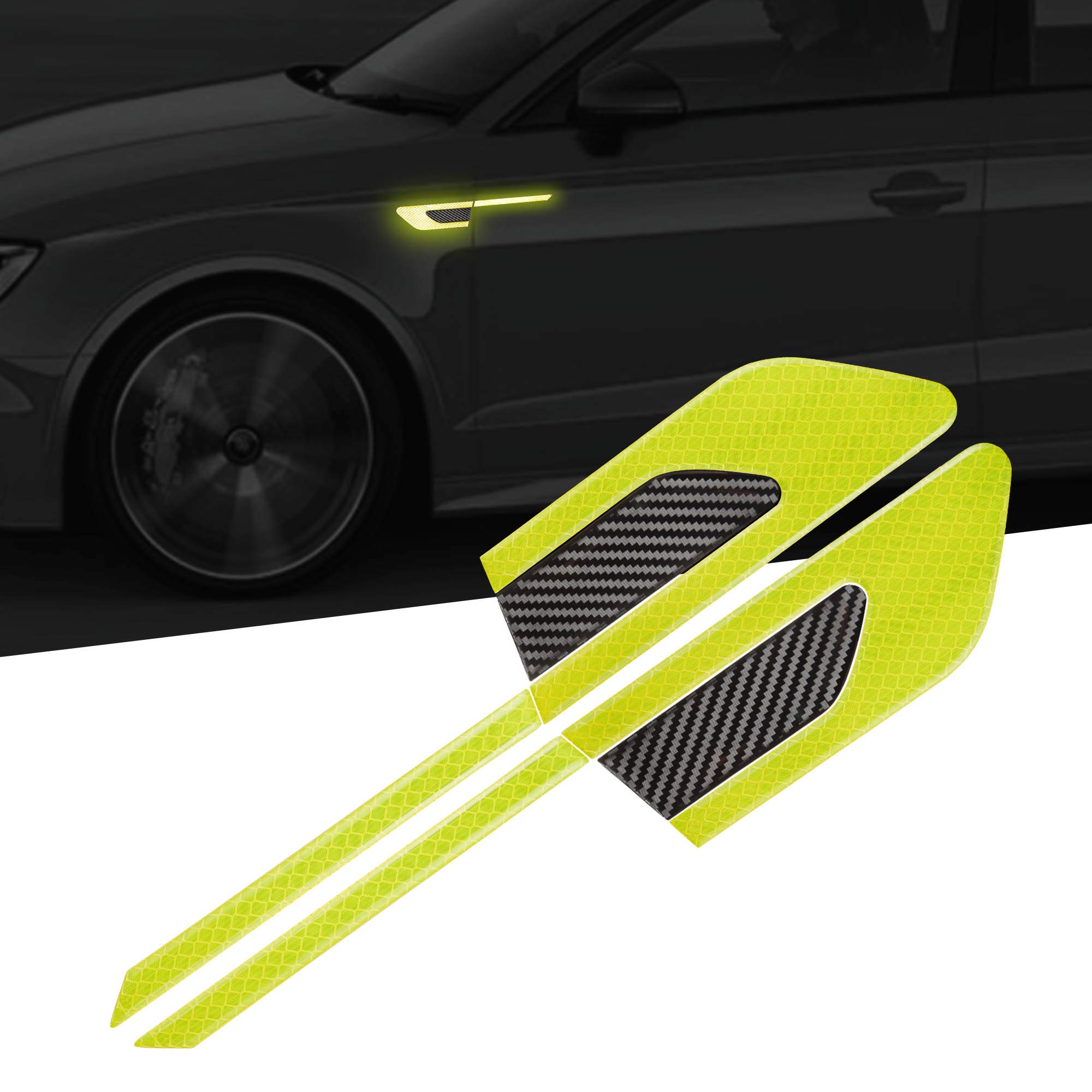 Buylogy® (Green) 3D Strong Reflective Stripe Stickers for Car Fender Bumper High-Intensity Night Visibility Reflective Decal Safety Warning Diamond Grade Universal