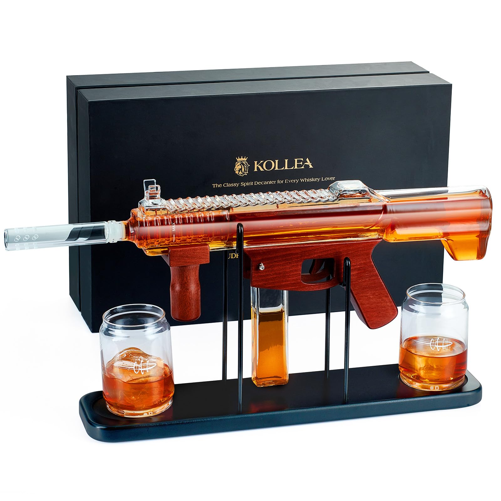 Gifts for Men Dad, Kollea Gun Whiskey Decanter Set-Limited Edition, Liquor Decanter with Bullet Shot Glass, Cool Anniversary Birthday Gift for Him Husband, Military Present for Home Bar Drinking