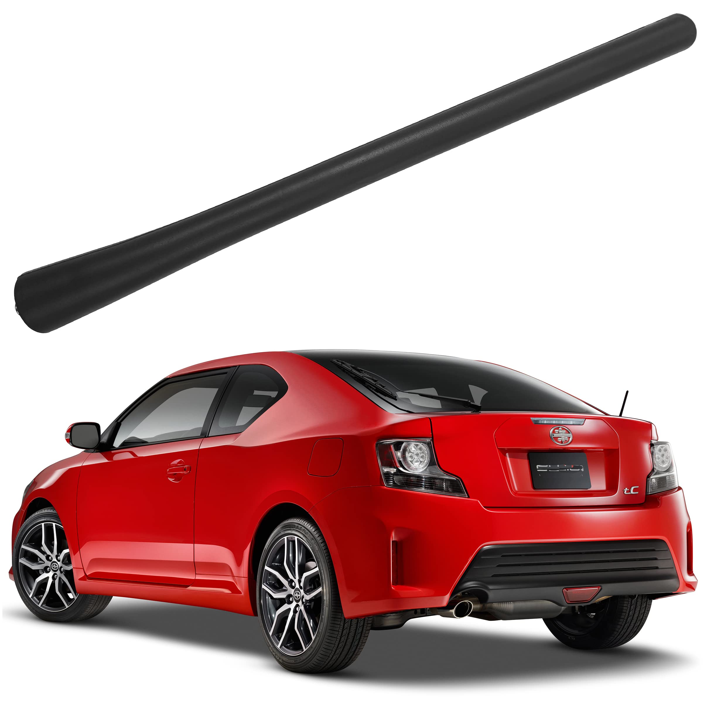 Rubber Antenna for Scion iQ (2012-2015), Scion xA (2004-2006), Scion tC (2005-2016) Radio Premium Reception - 7 Inch Car Wash Proof, Internal Copper Coil Antenna Mast Replacement