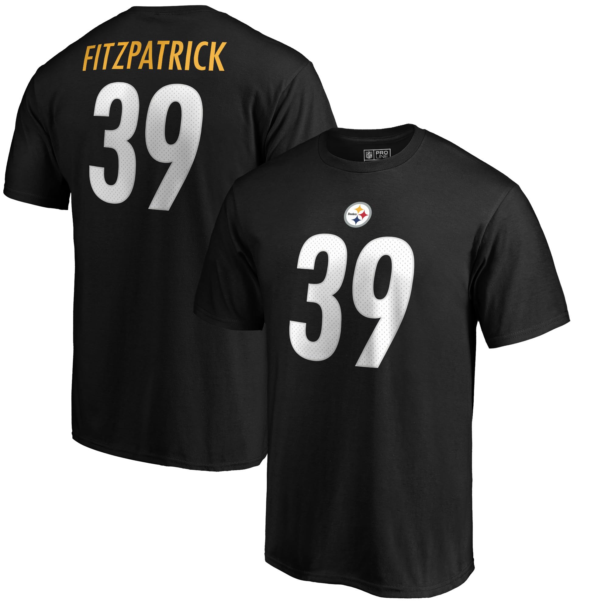 NFL PRO LINEMen's Minkah Fitzpatrick Black Pittsburgh Steelers Authentic Stack Team Name & Number T-Shirt