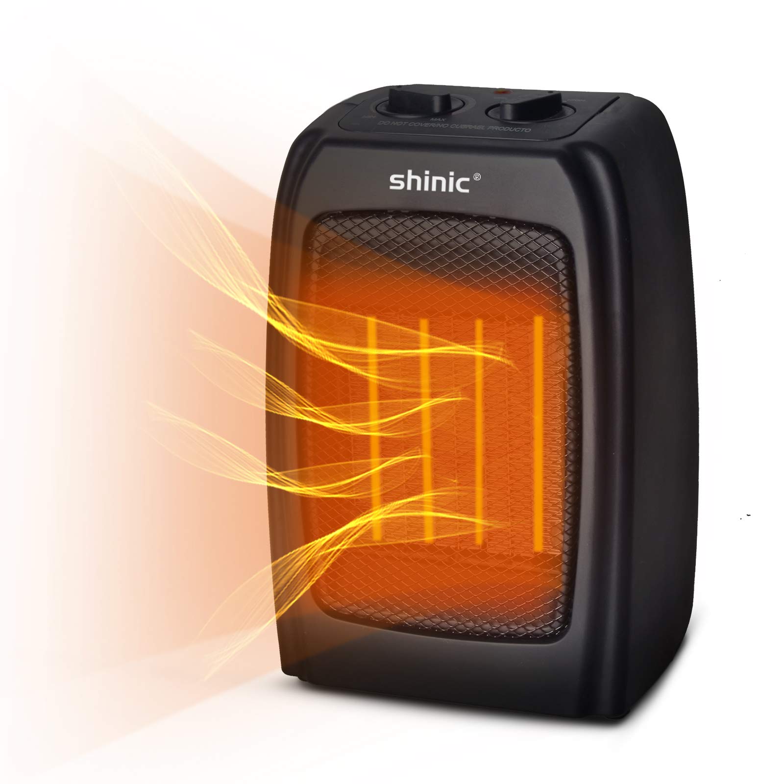 shinic Space Heater for Indoor Use, 1500W/900W Ceramic Space Heater, 1s Fast Heat, Overheat and Tipover Protection, Portable Electric Heater, Quiet Office Small Room Desk Heater, Black