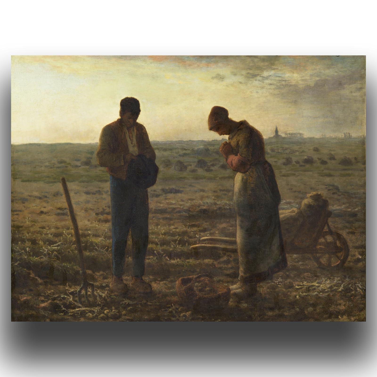 Francois Miller Canvas Wall Art - The Angelus Painting Print - Vintage Wall Art Reproduction - Cool Home Decor for Bedroom, Hallway, Living Room, Unframed (12×16in/30×40cm)