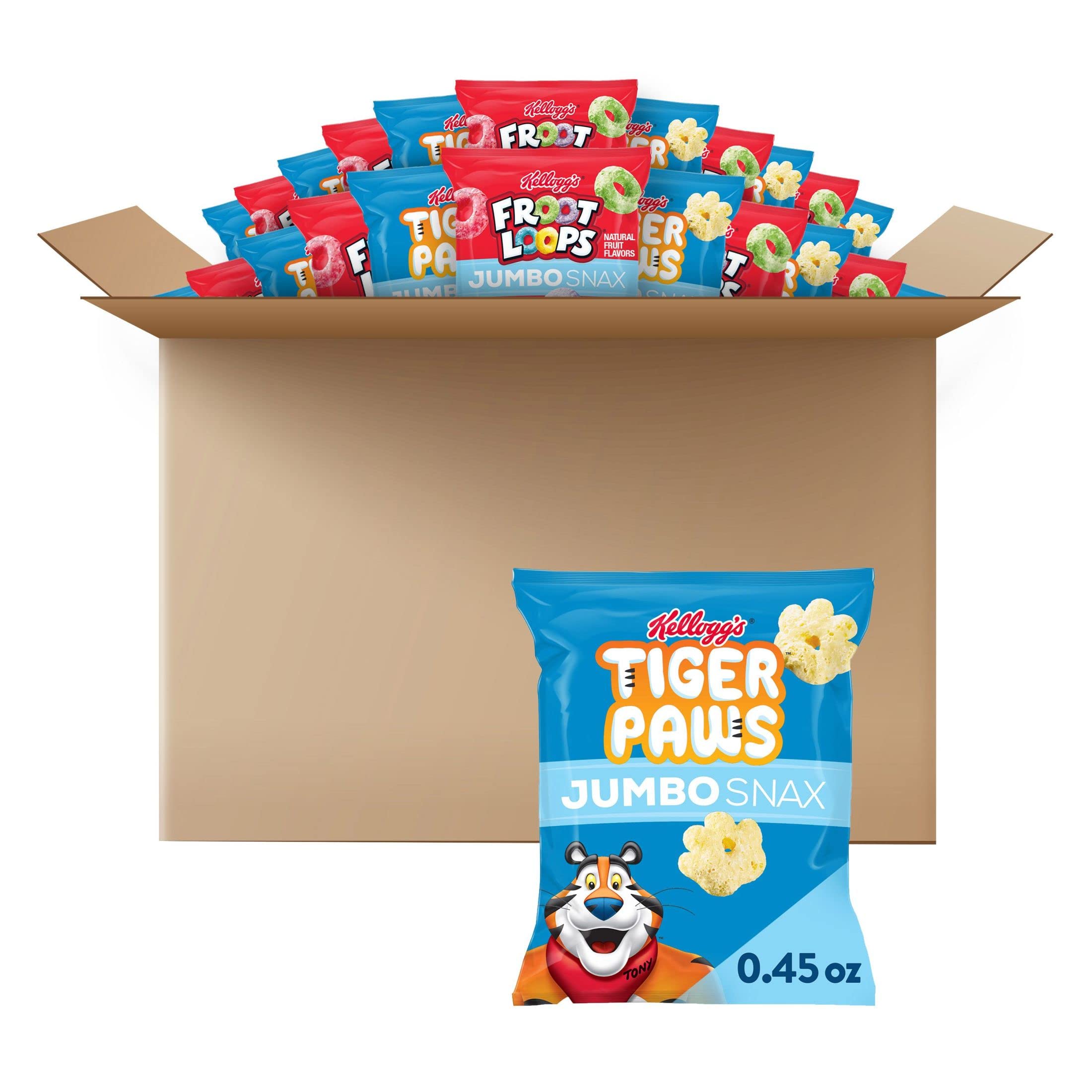 Kellogg's Jumbo Snax Cereal Snacks, Kids Snacks, Lunch Box Snacks, Variety Pack (3 Boxes, 36 Pouches)