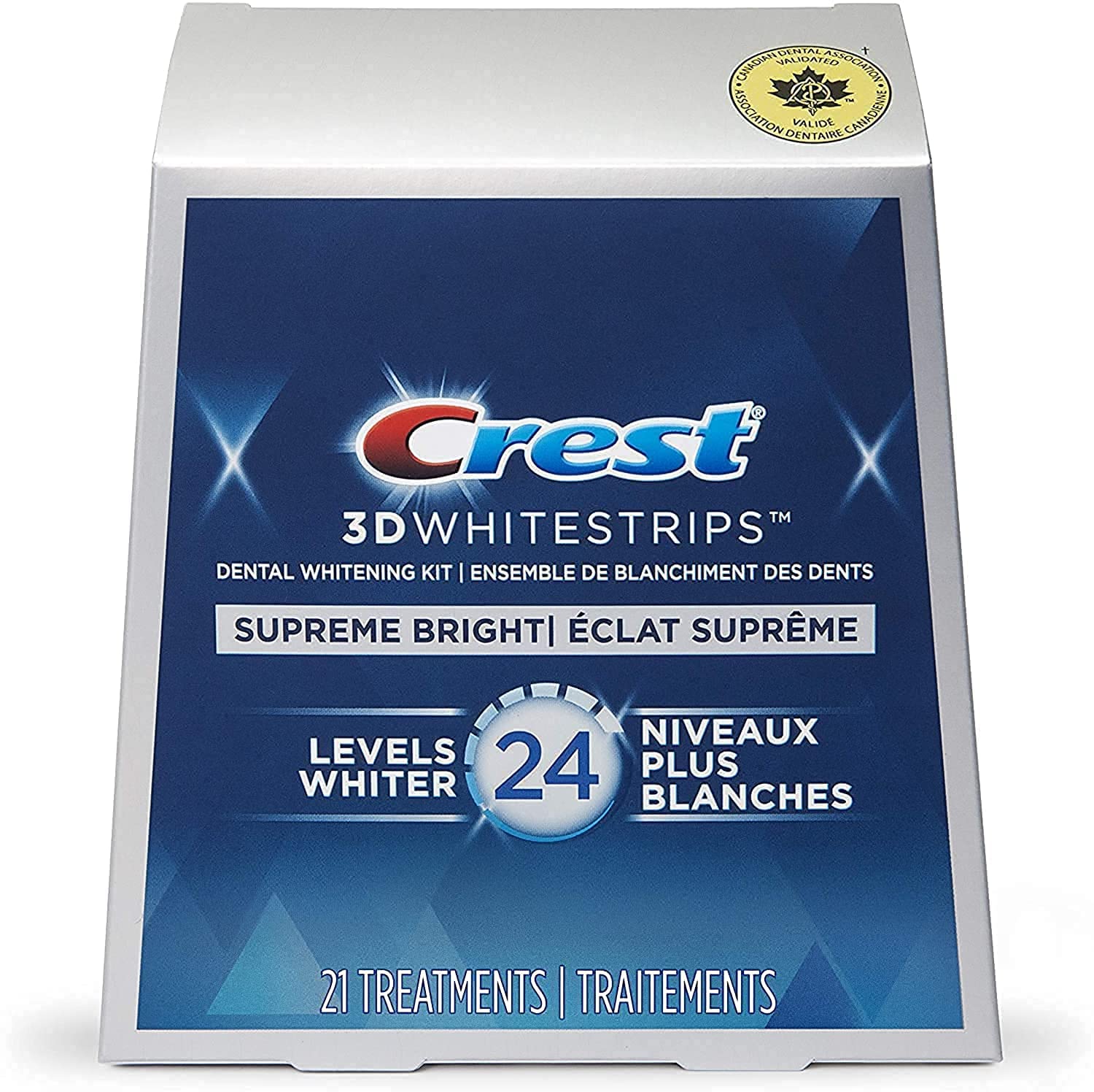 Crest 3D White Whitestrips Supreme FlexFit Kit, 42 Teeth Whitening Strips, 21 Treatments