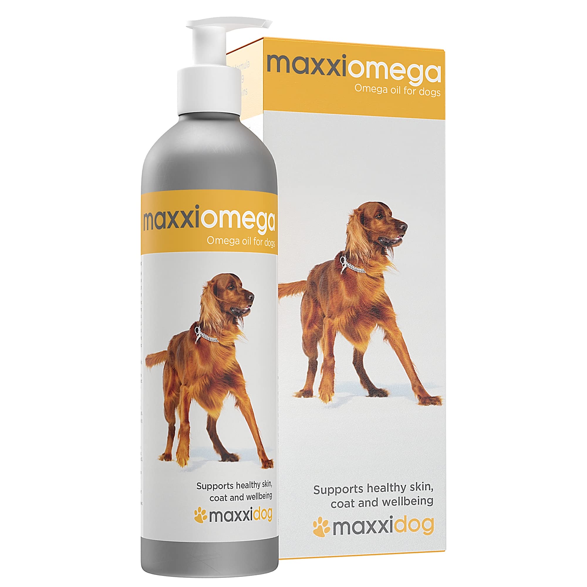 maxxipaws maxxiomega Oil for Dogs - Tasty Omega Supplement for Healthy Skin and Shiny Coat – Easy to Use Pump – Liquid 296 ml