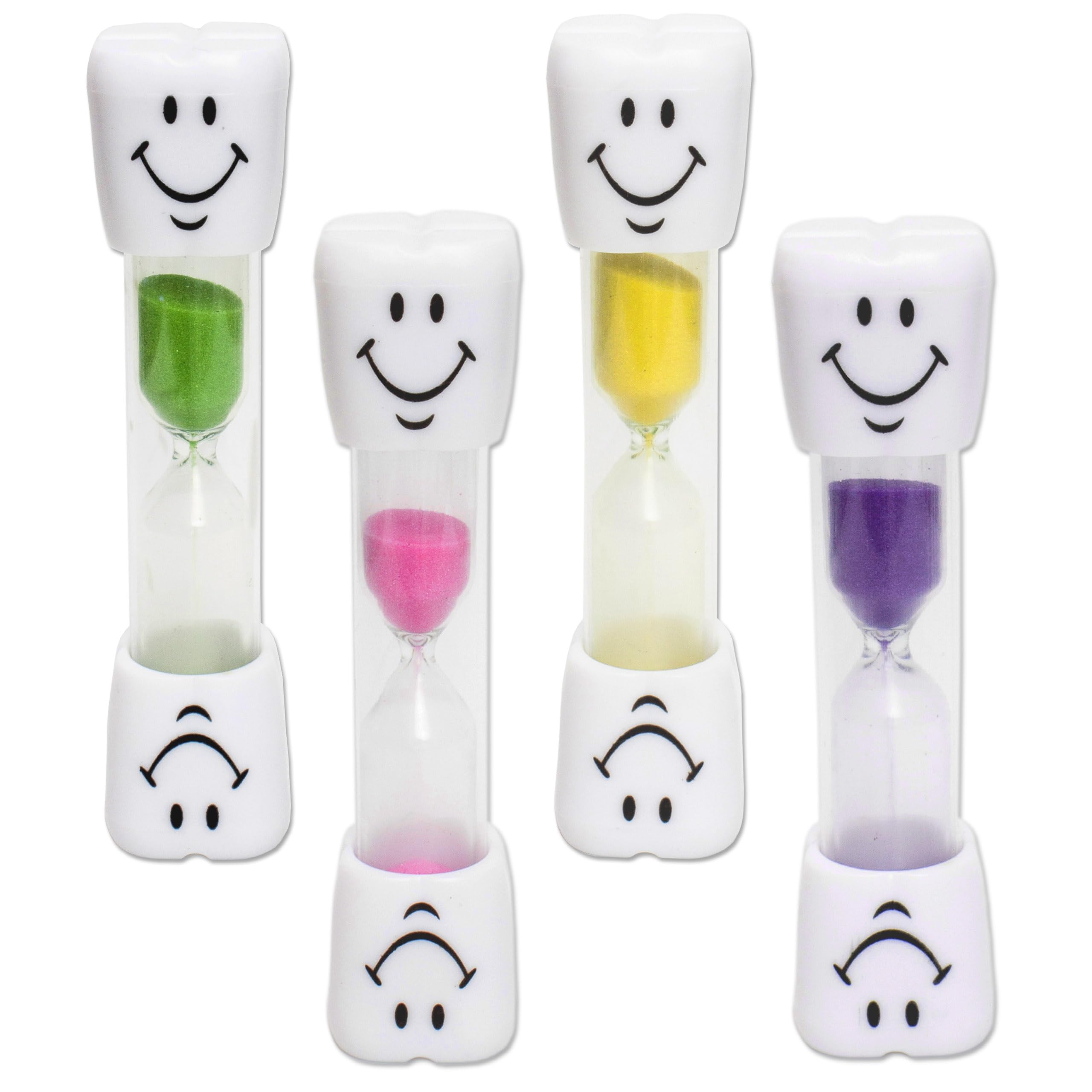 4 x Kids Toothbrush Timer (Set of Four Colours) ~ 2 Minute Smile Sand Timers for Children