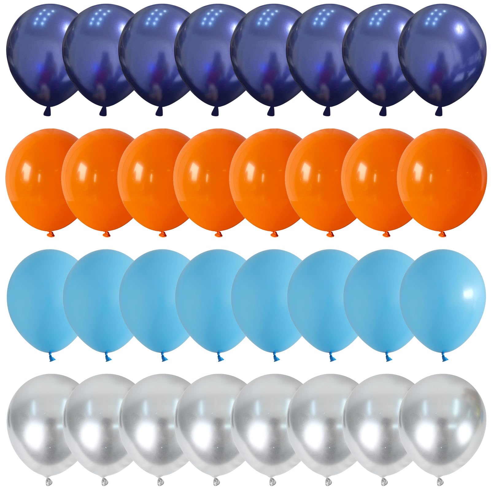 Orange and Blue Balloons, 55 Pcs Navy Light Blue and Silver Orange Balloons, 12 Inch Space Balloons Metallic Silver Balloons Pearl Dark Blue Balloons for Boys Space Theme Birthday Party Decorations