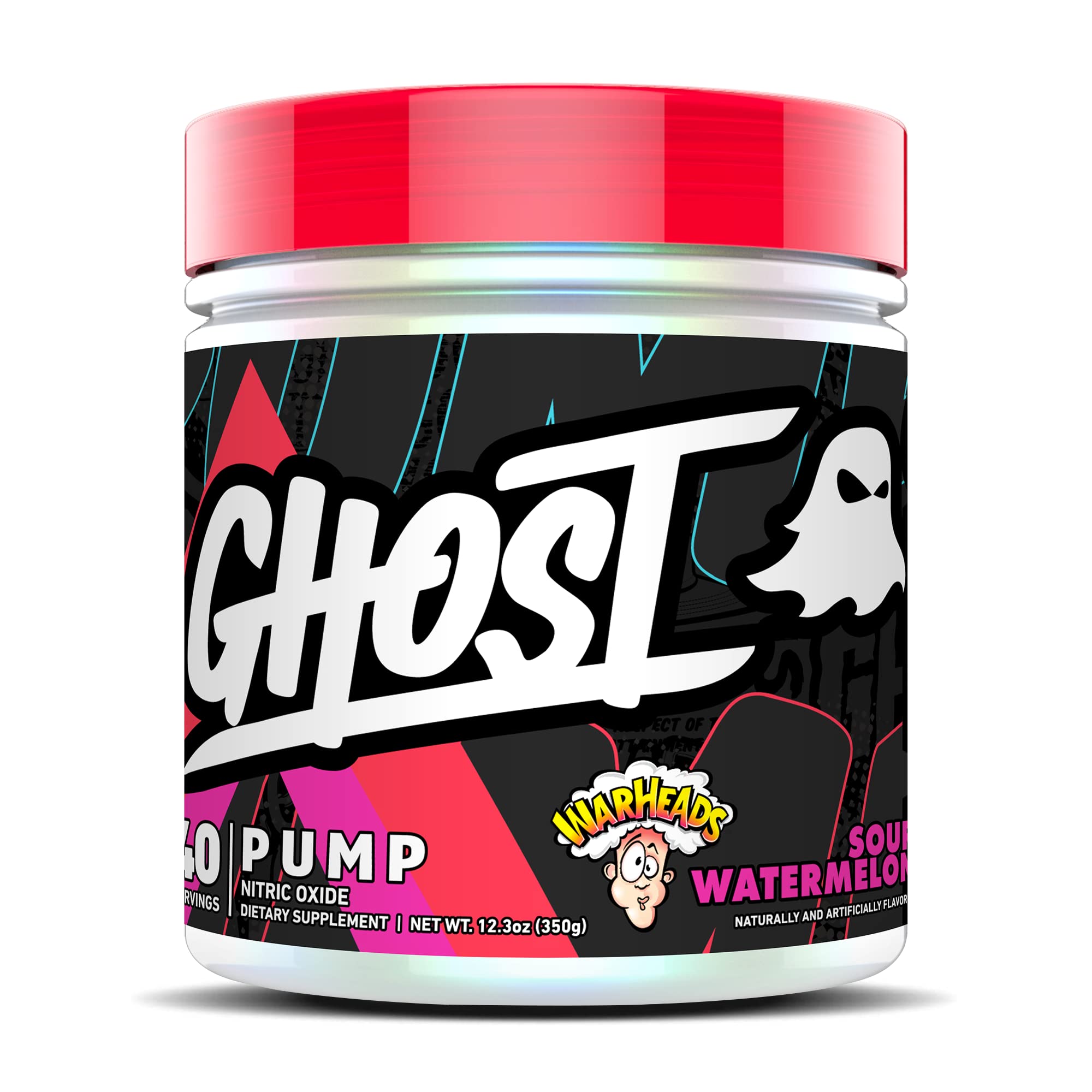 GHOST Pump Nitric Oxide Powder, Warheads Sour Watermelon - 40 Servings - Sugar & Stim-Free Pre-Workout Supplements- L-Citrulline, Arginine Nitrate & L-Glutathione - Soy & Gluten-Free, Vegan