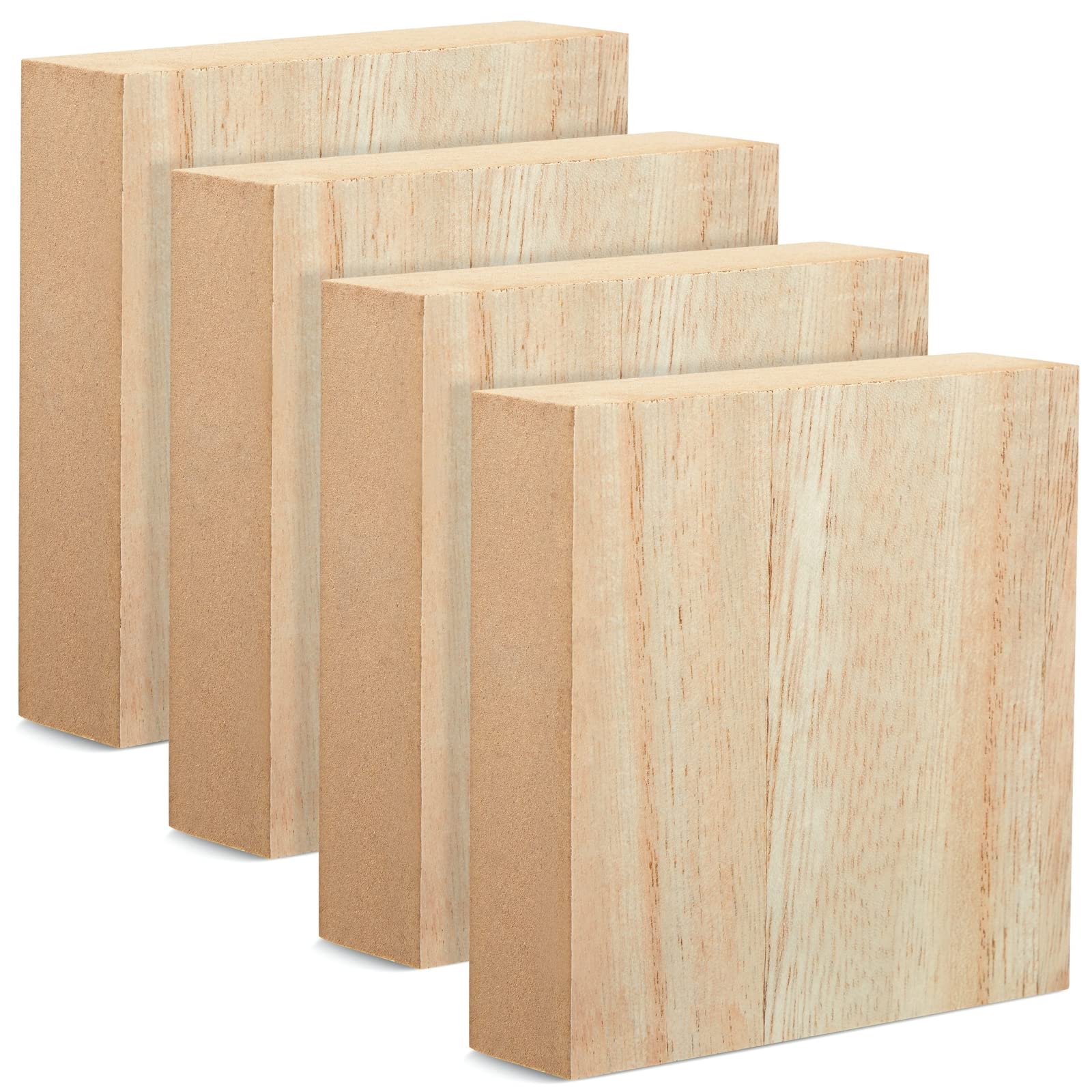 Unfinished MDF Wood Blocks for Crafts, 1 in Thick Wooden Square Blocks (4x4 in, 4 Pack)