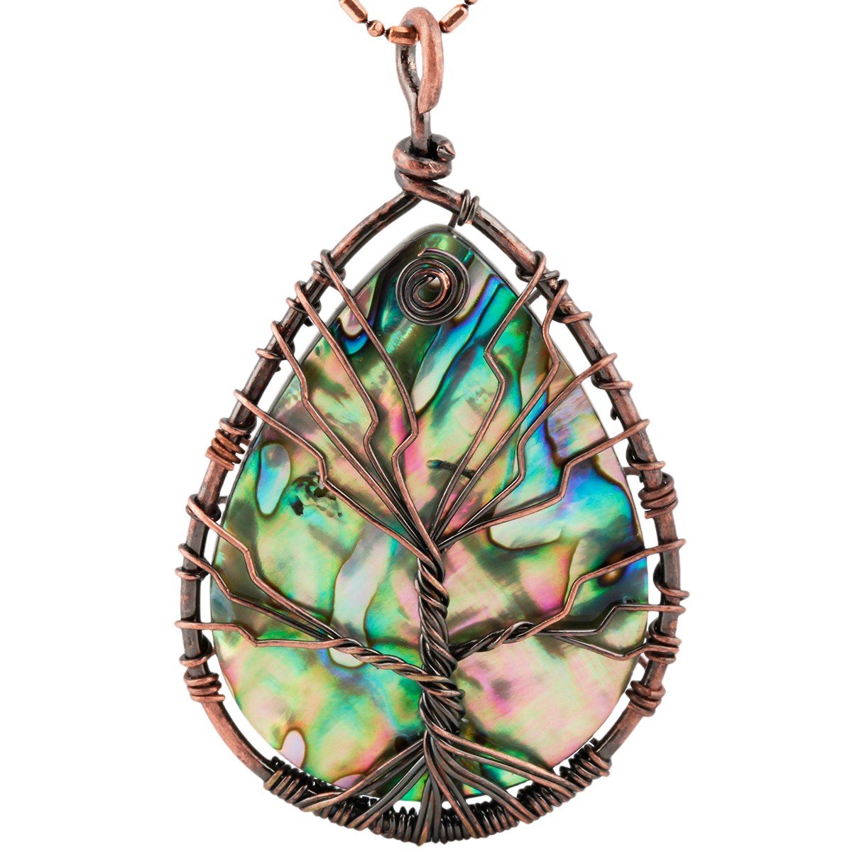 SUNYIKAbalone Shell Tree of Life Pendant,Necklaces for Women,Copper Wire Wrapped Jewelry,Assorted Shapes