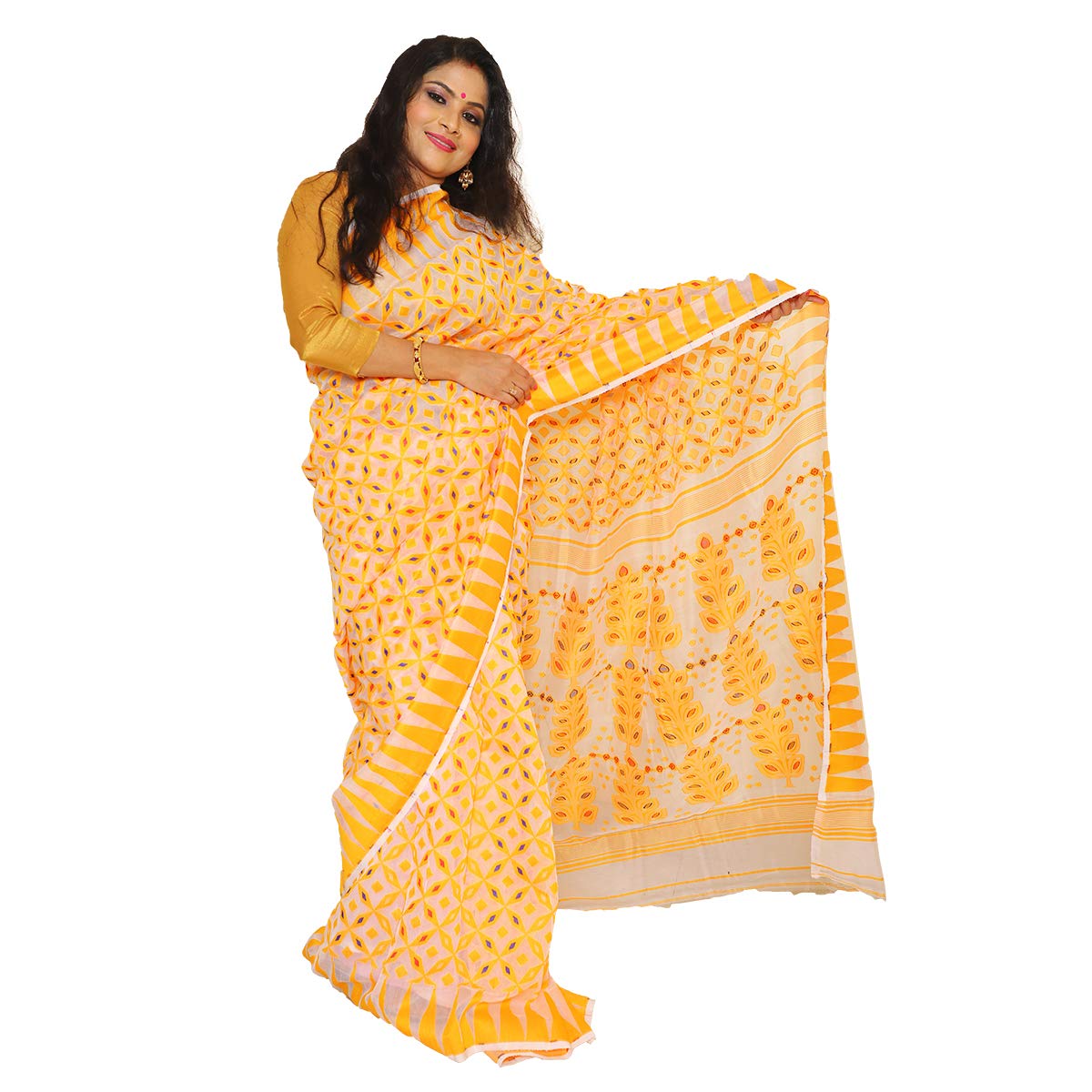 Dhakai Pure Resham Jamdani Handloom Saree