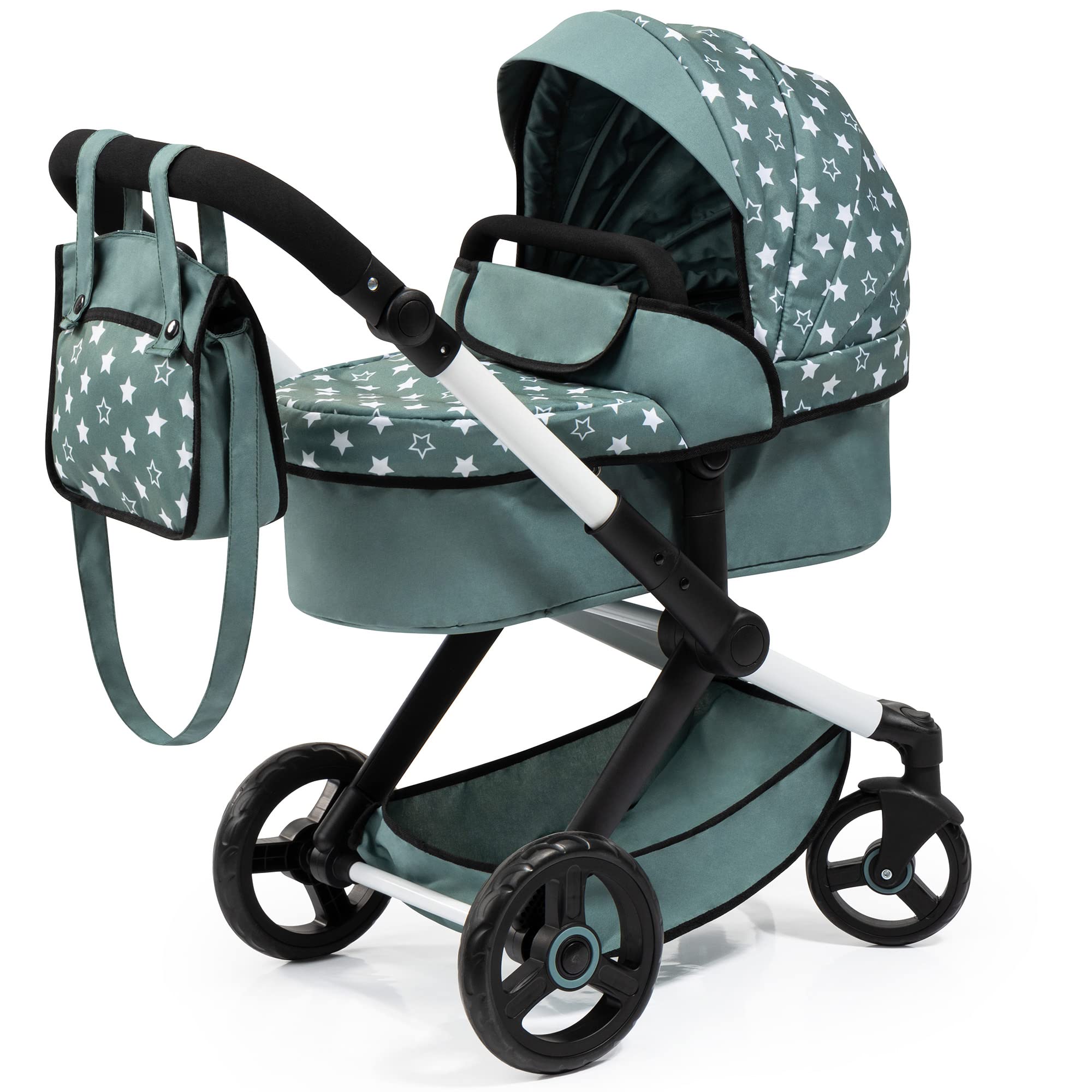 Bayer Design 17054AA Combi doll's pram Xeo, bag, green, star