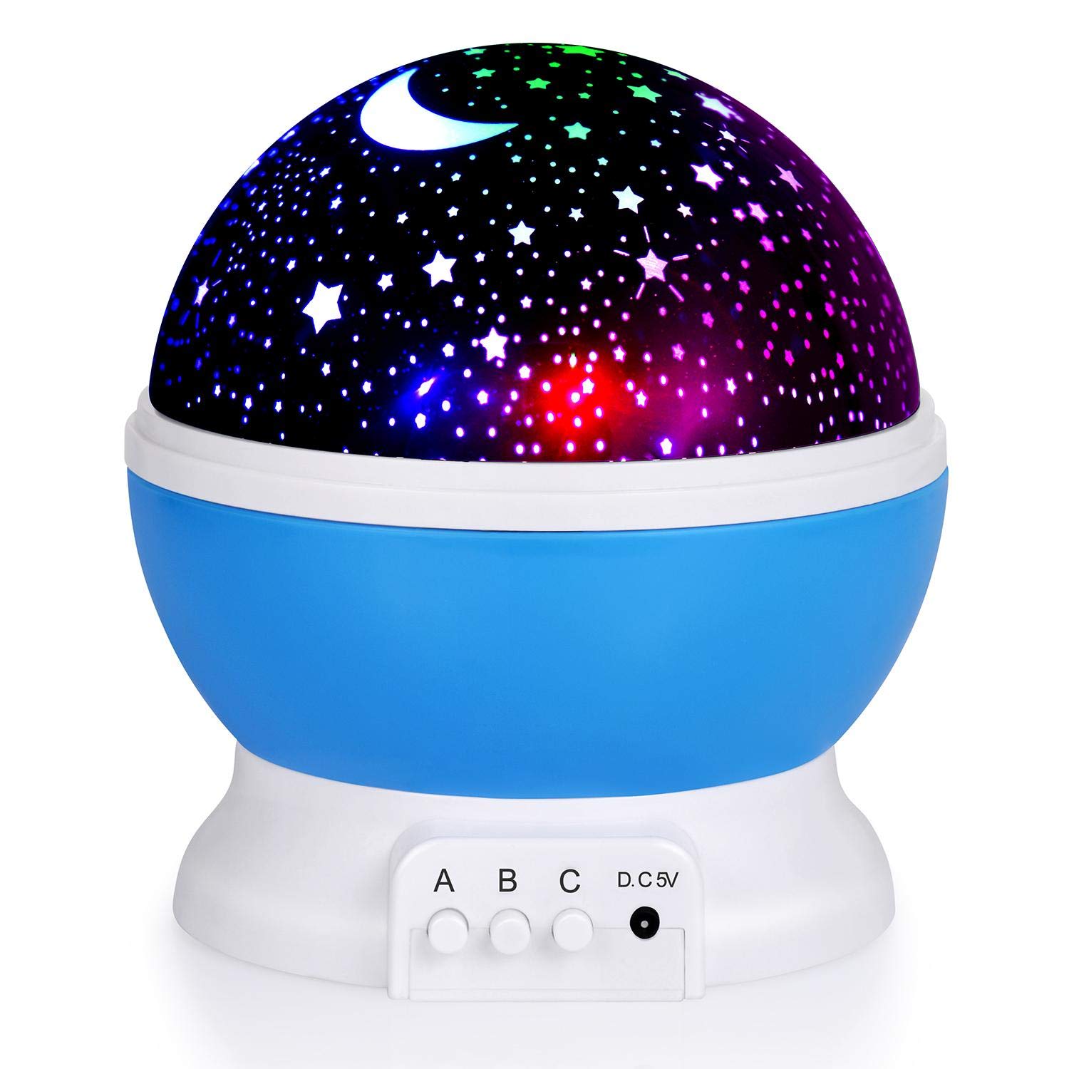 eWINNER Topluss Led Night Light Moon And Star Romantic Rotating Sky Cover Projector (Blue)