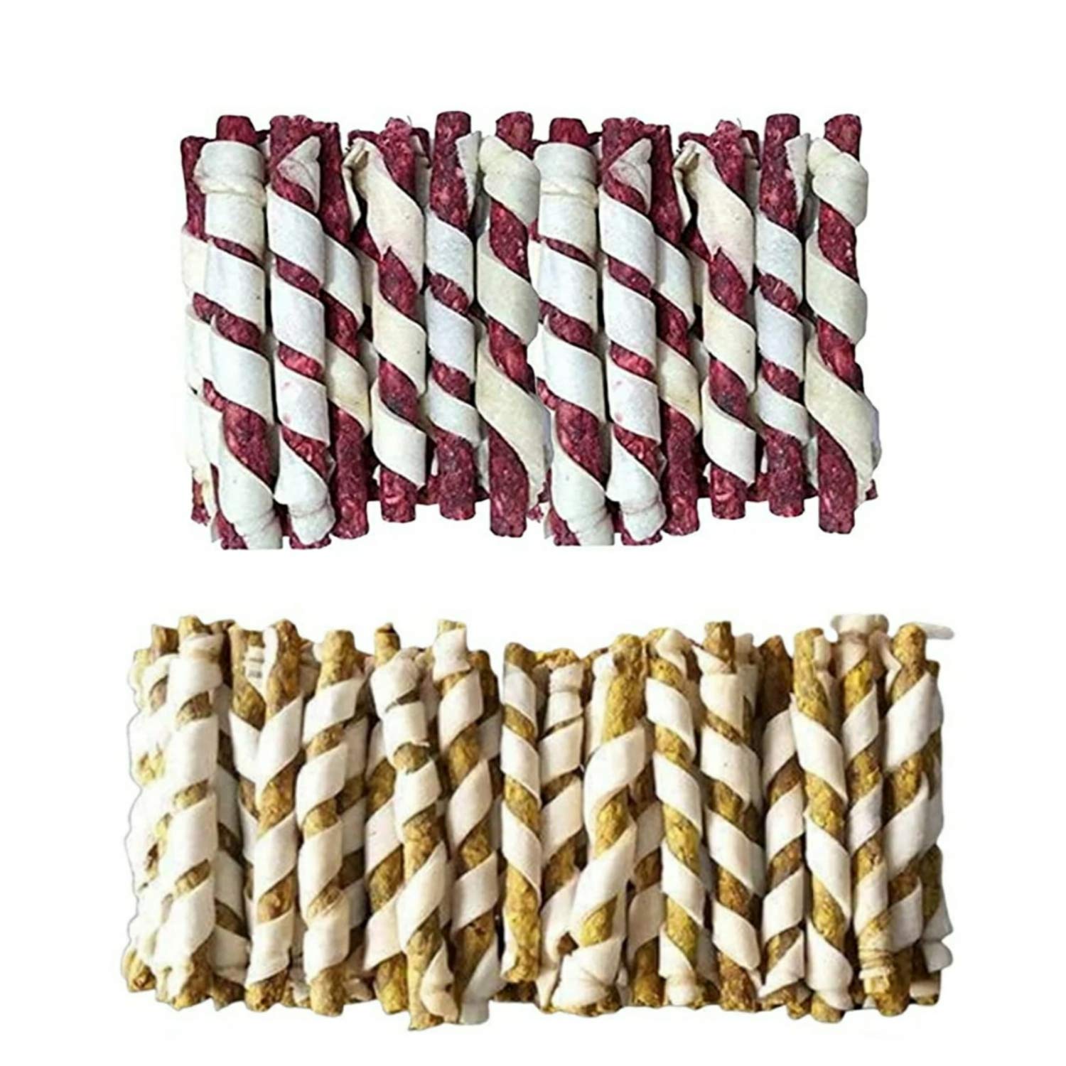 MS Pet House Rawhide Spiral Munchy Sticks 2 kg Dog Treat for All Breed Sizes (1 kg Mutton and 1 kg Chicken)