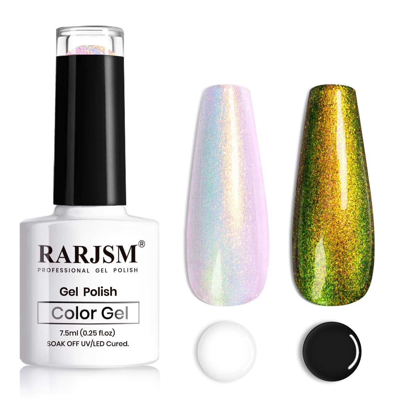 RARJSM Shell Glitter Gel Nail Polish,Metallic Green Pearl Gel Nail Polish,Ocean Mermaid Effect Sparkle Shiny Clear Pastel Nail Gel Cured With UV Led Nail Lamp 1 Piece 7.5ml Nail Art Manicure (DZ09)