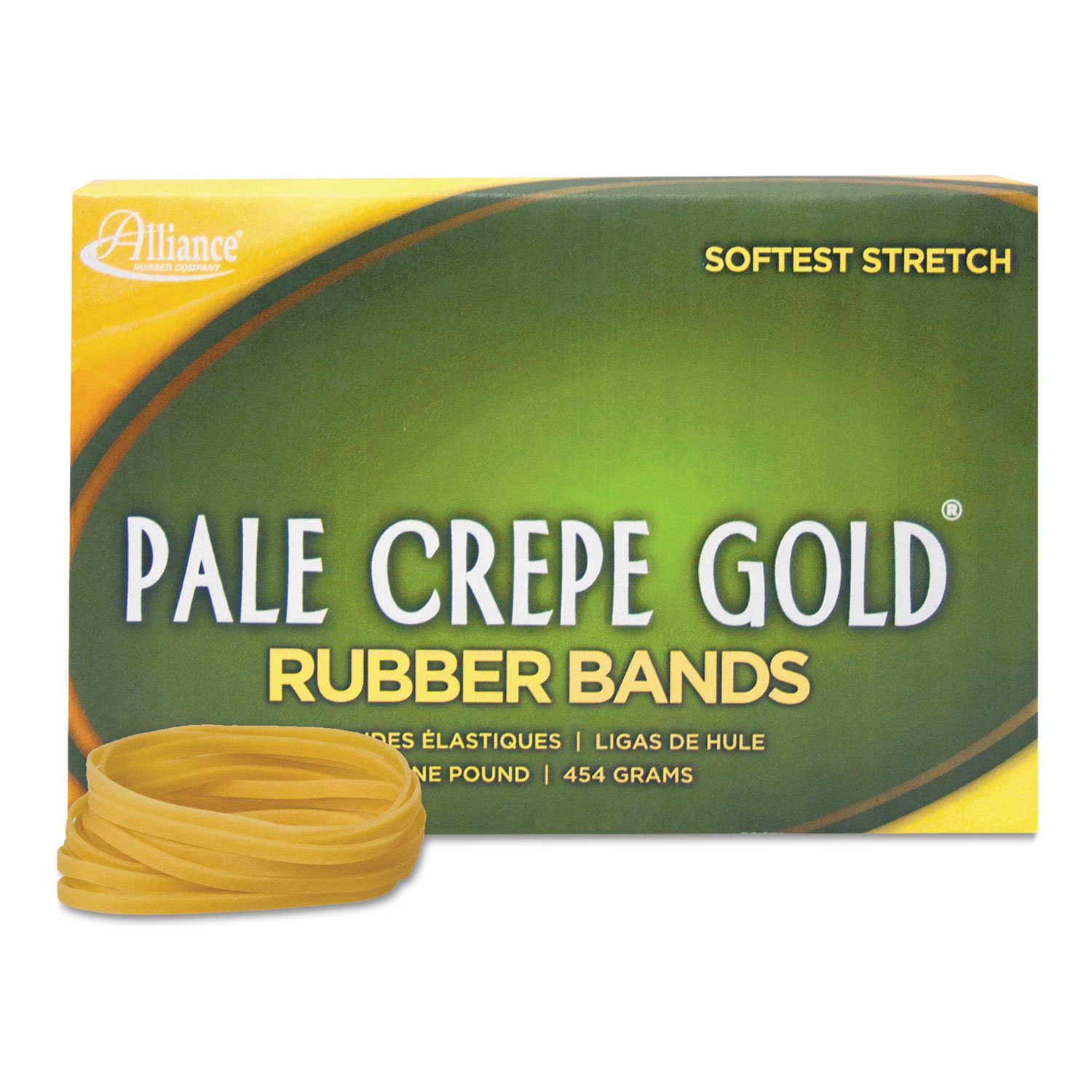 Alliance Rubber 20335 Pale Crepe Gold Rubber Bands Size #33, 1 lb Box Contains Approx. 970 Bands (3 1/2" x 1/8", Golden Crepe)