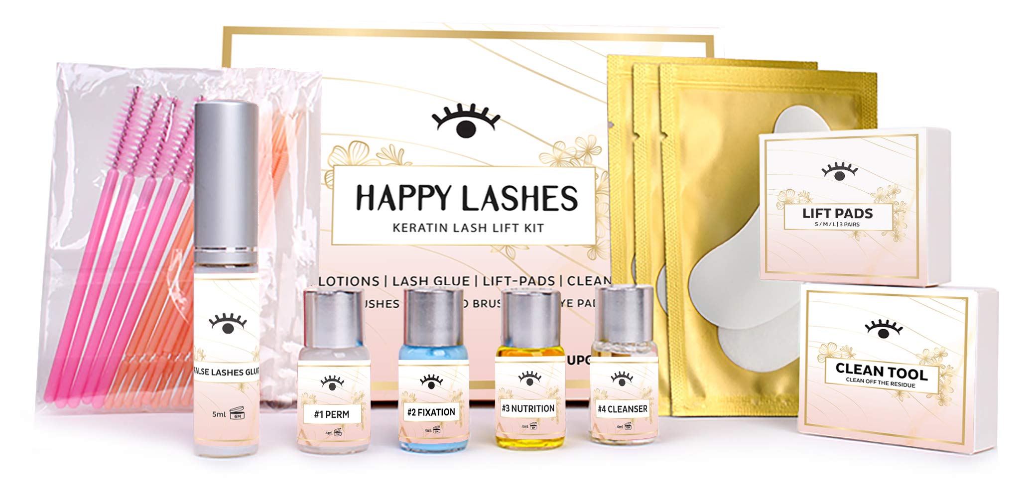 Happy Lashes - Professional Eyelash Lifting and Perming Kit - Keratin-Infused for Long and Full Eyelashes - Natural Lift and Curl, Easy Solution - Salon-Quality Pads, Serums, and Tool Set – E-Shoppr