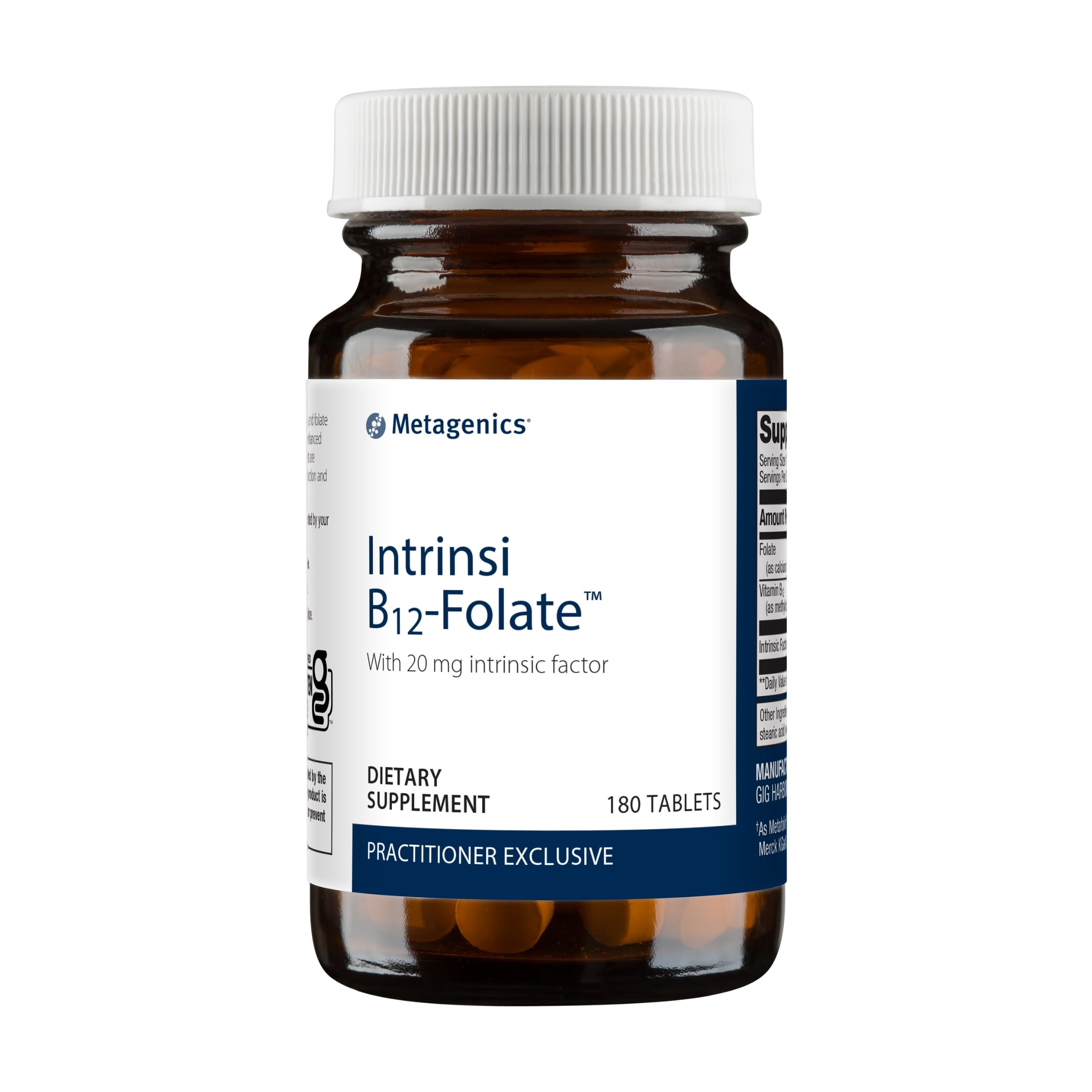 MetagenicsIntrinsi Vitamin B12-Folate - Nervous System & Heart Health Support* - with Intrinsic Factor for Absorption* - Vitamin B12 & Folate - Methylcobalamin - 180 Tablets