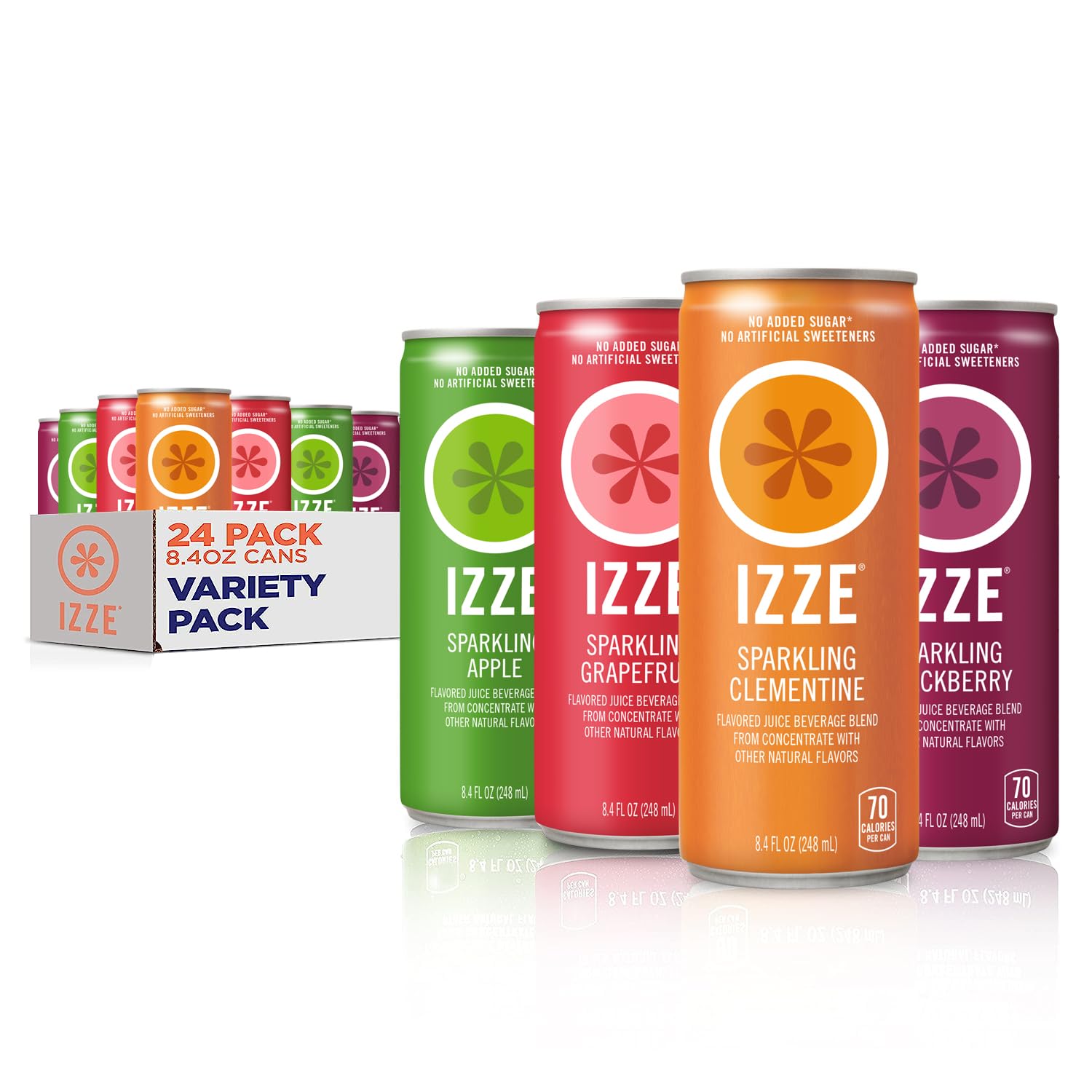 IZZESparkling Juice, 4 Flavor Variety Pack, 8.4 Fl Oz (24 Count)