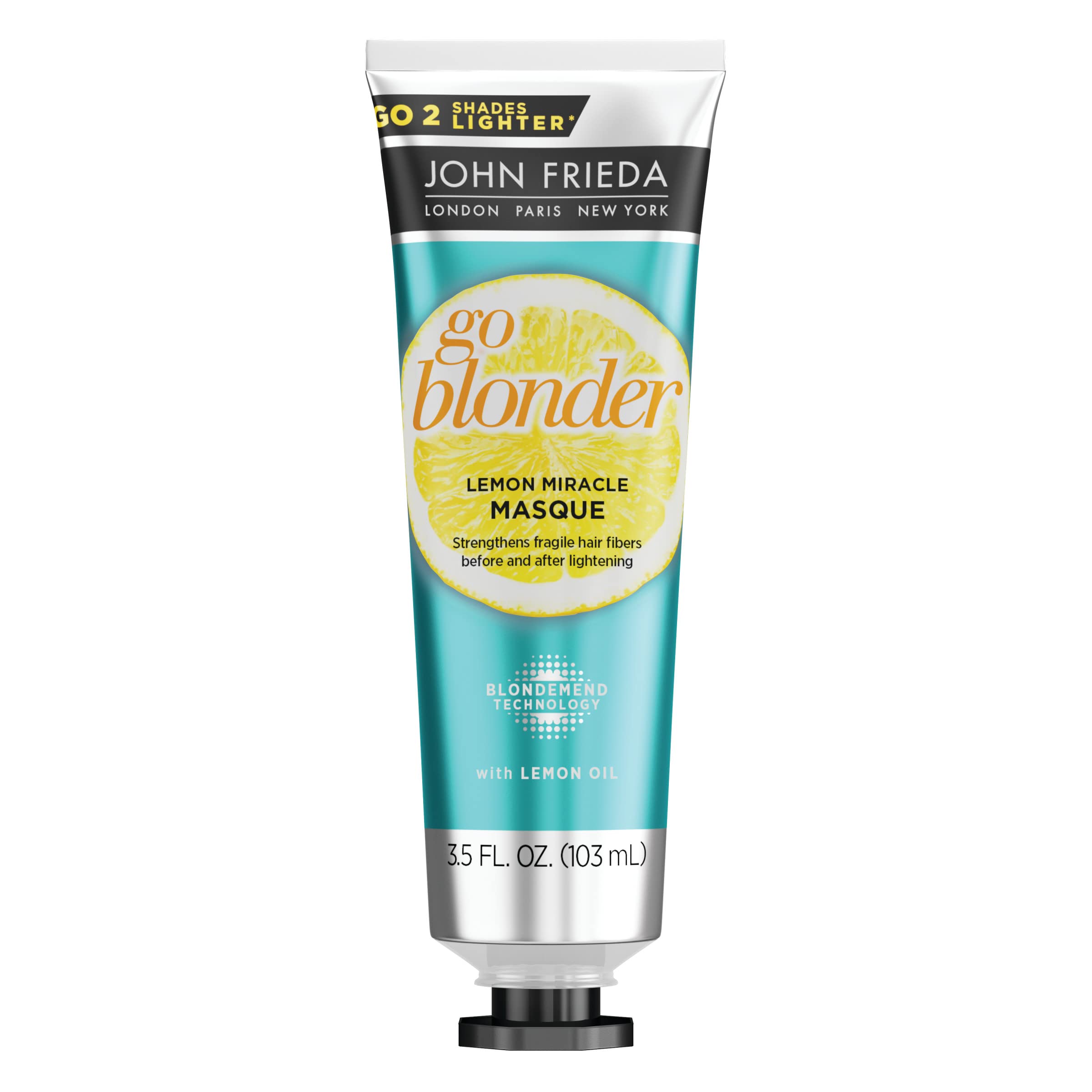 John Frieda Go Blonder Lemon Miracle Masque, In-shower Hair Treatment, Helps Strengthen Lightened Fibers, 3.5 Ounce