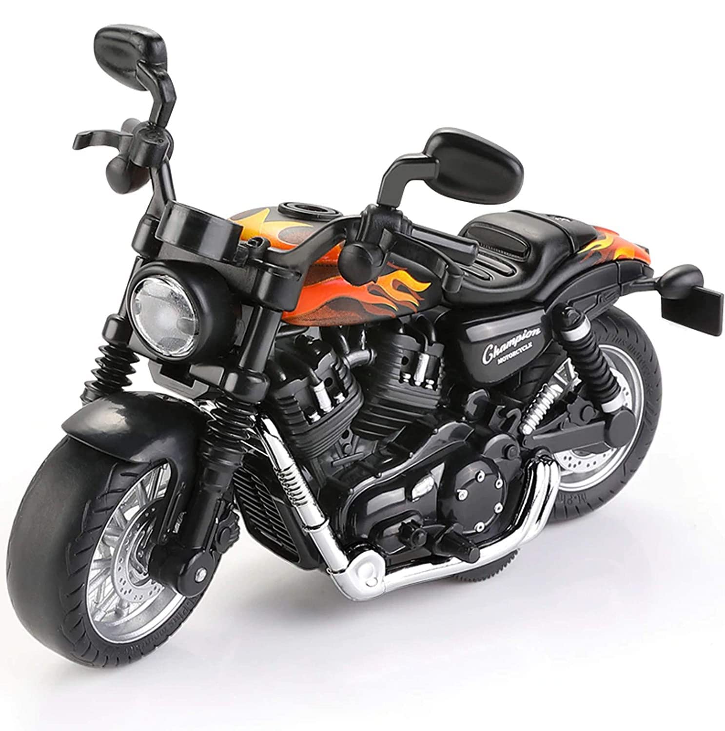 Magicwand® Die-Cast Metal 1:14 Scale Cruiser Motorcycle with Moving Handle & Pull Back Action【Pack of 1】【3 Yrs & Up】【Black】