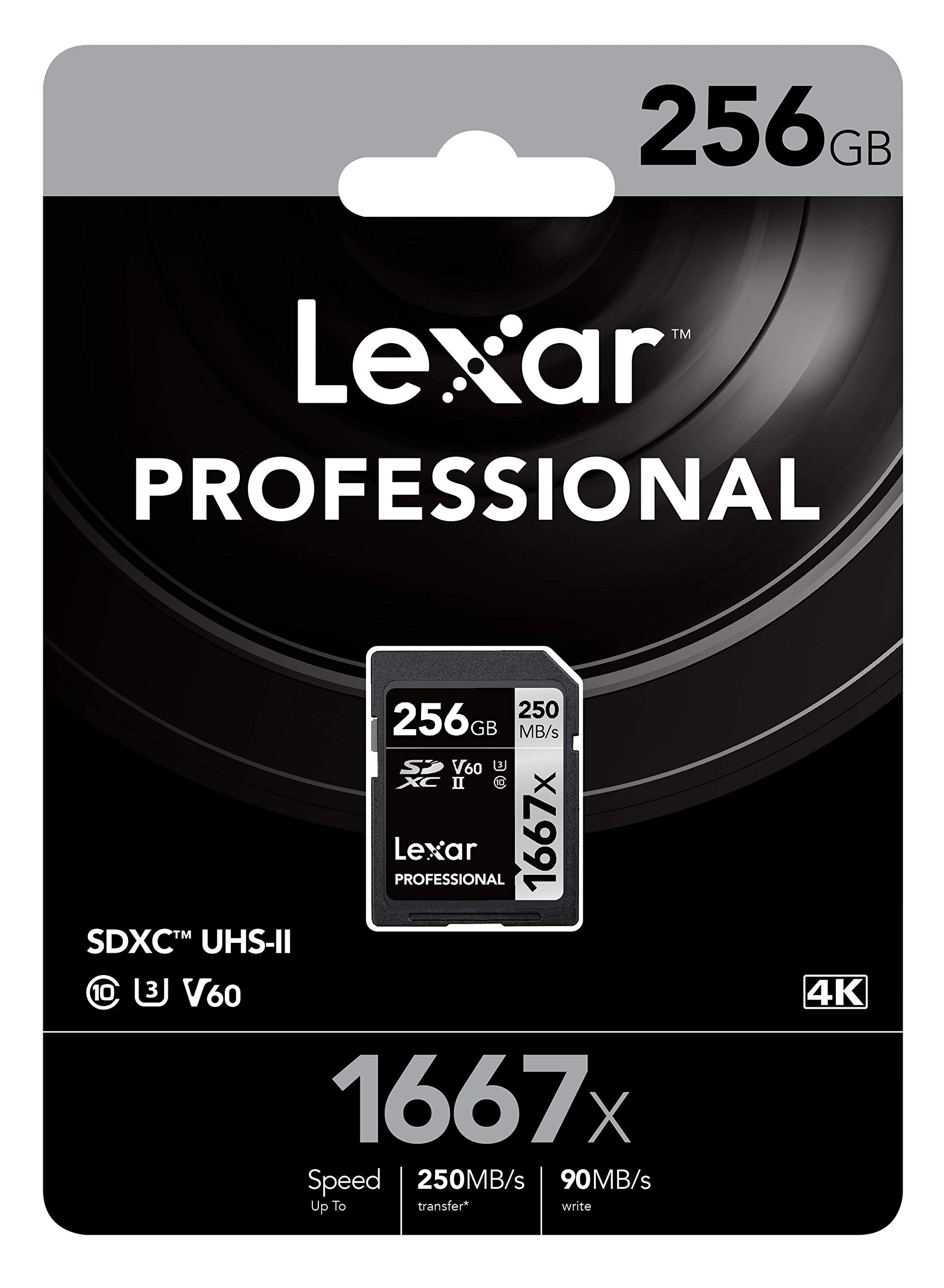 LexarProfessional 1667x SDXC UHS-II Memory Card 250MBPS, 256GB Capacity