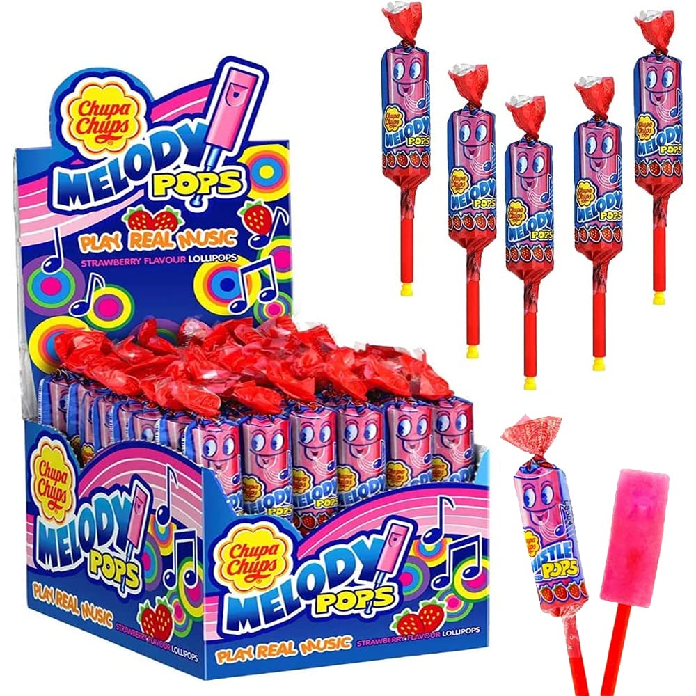 VSTARChupa Chups Melody Pops Strawberry Flavour Lollipops 15g (24 lollipops)