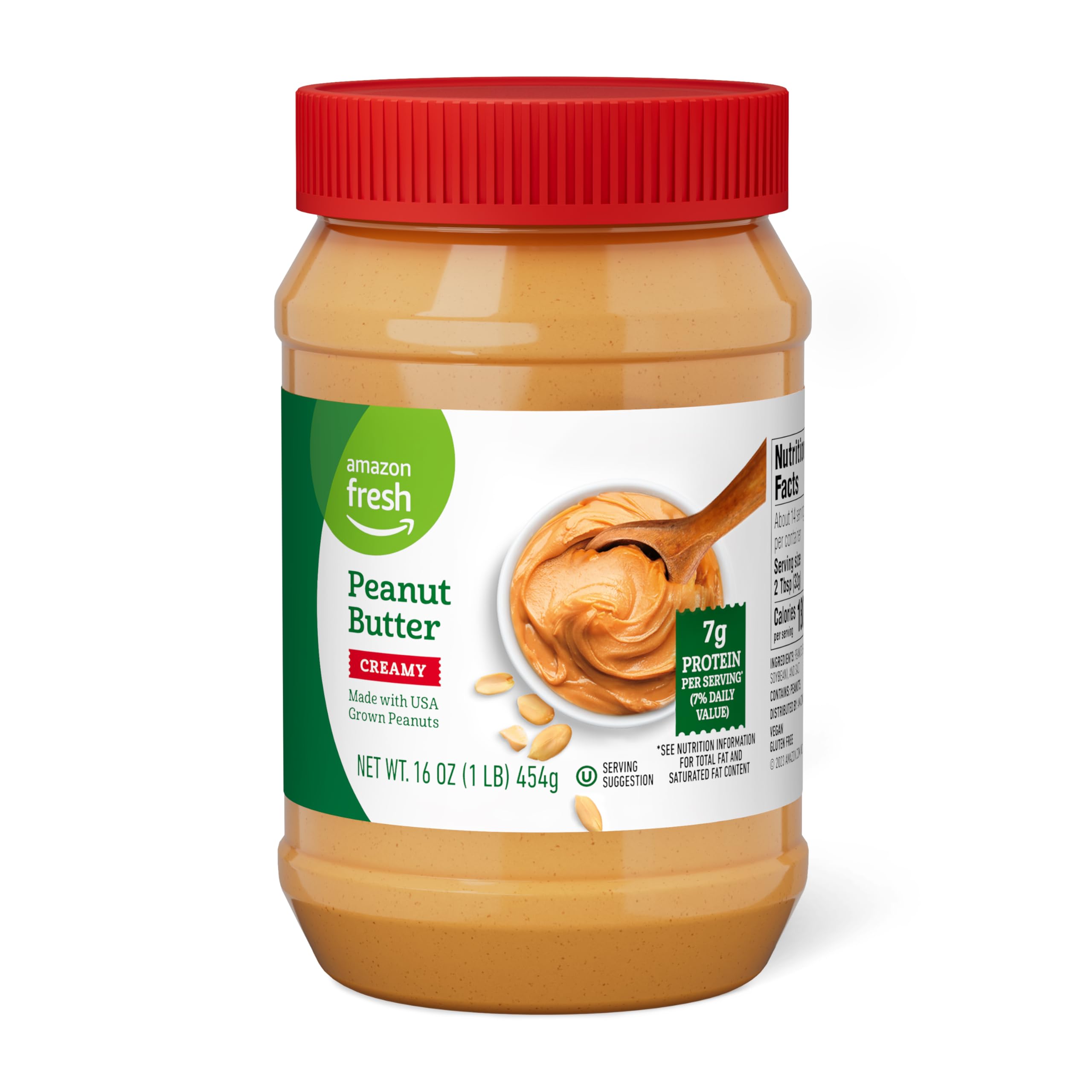 Amazon FreshCreamy Peanut Butter, 16 Oz (Previously Happy Belly, Packaging May Vary)