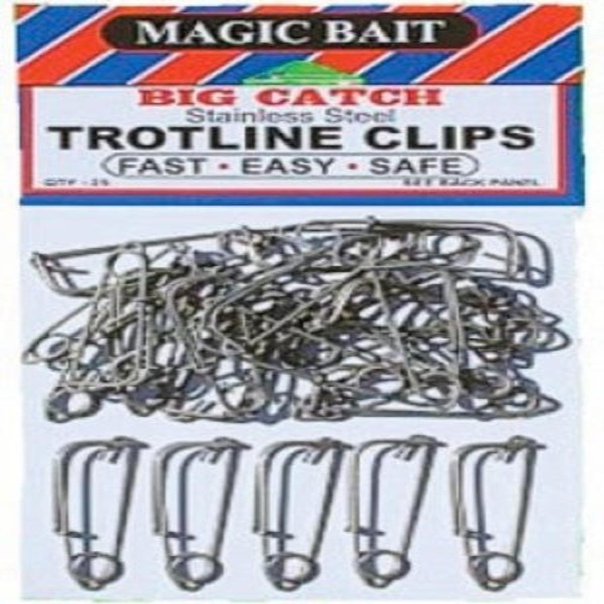 MAGICSportsman Supply Inc. Bait Trot Line Clip, 25 Per Bag, Silver