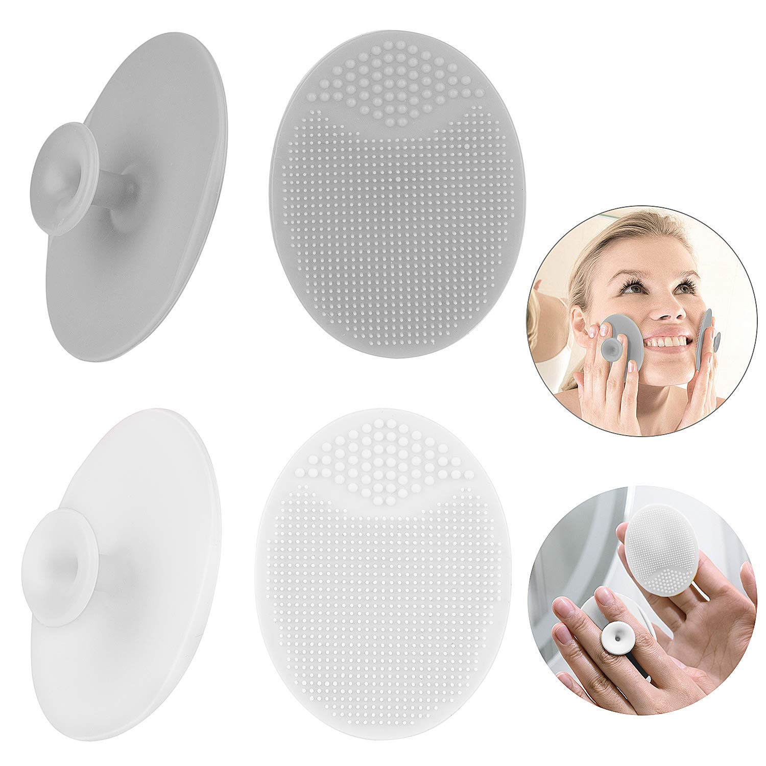 Face Scrubber,4 Pack Soft Silicone Scrubbies Facial Cleansing Pad Face Exfoliator Face Scrub Face Brush Silicone Scrubby for Massage Pore Cleansing Blackhead Removing Exfoliating,Cool Gift for Girl