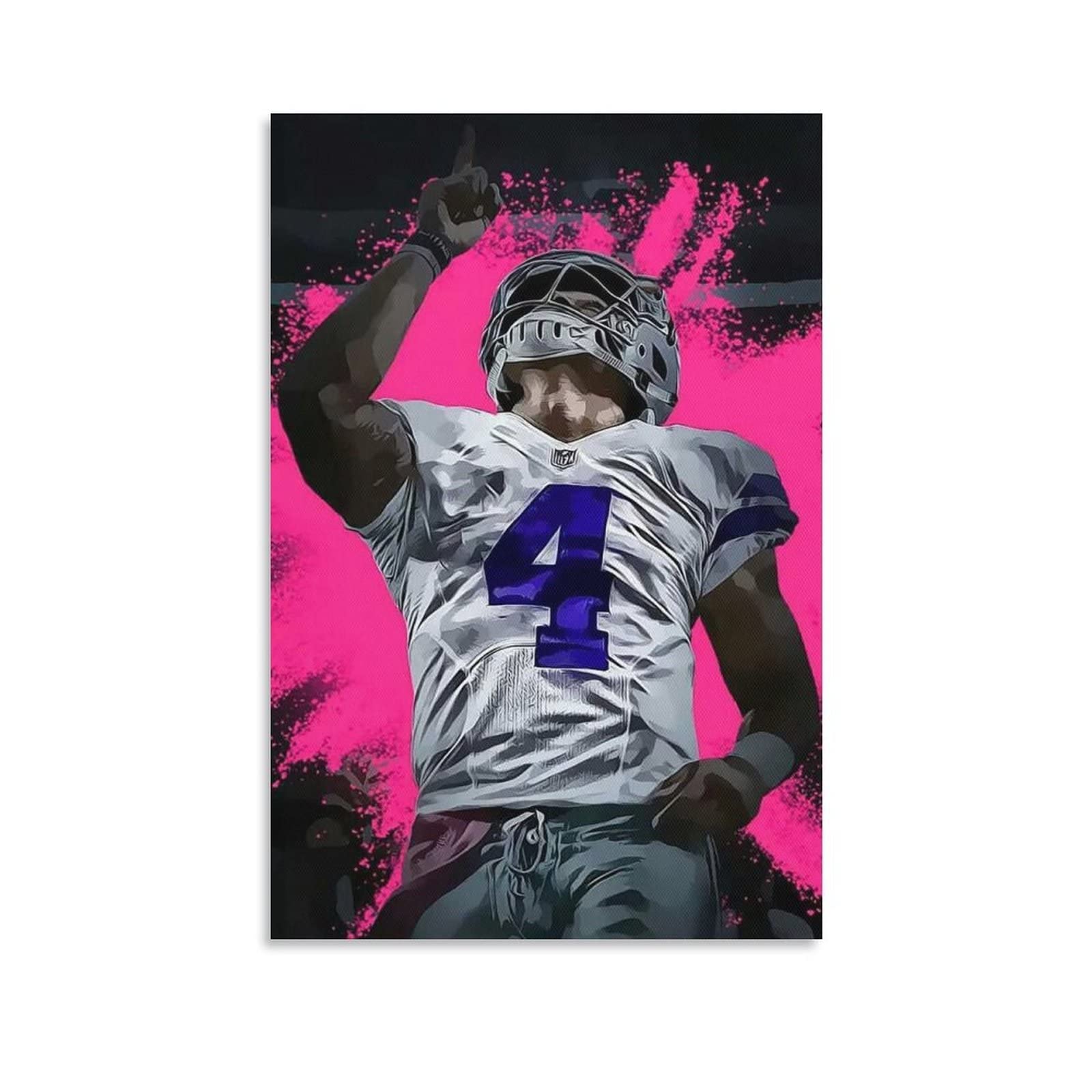 DAFLER Print On Canvas Dak Prescott Rugby Print Picture Paintings for Living Room Bedroom Decoration 60X90 No Frame