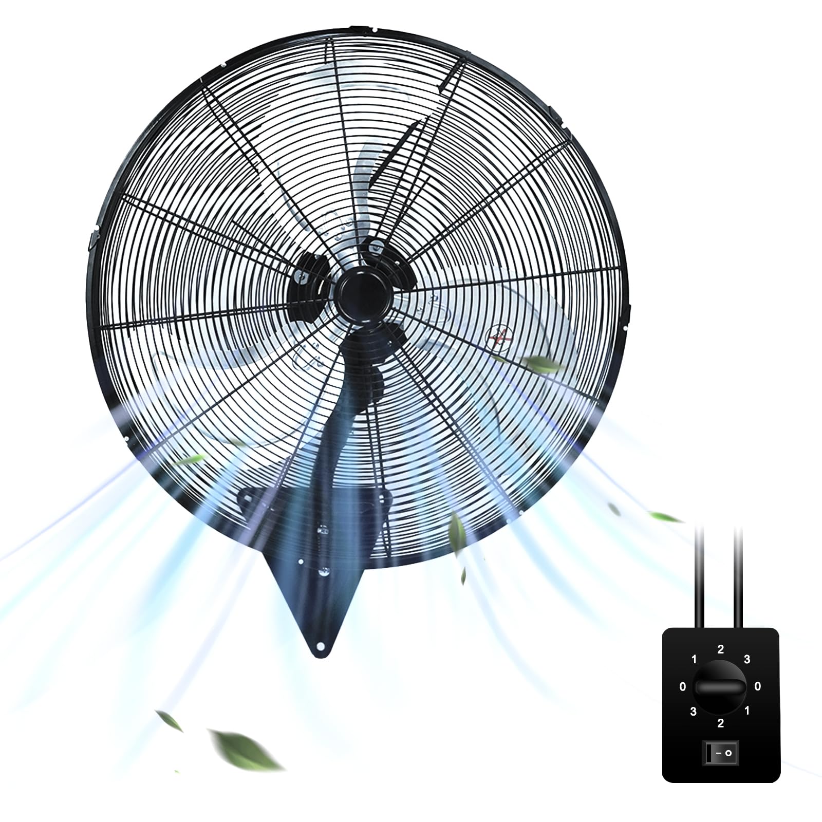 24 Inch Wall Mount Fan,Industrial Heavy Duty Oscillating Fan with 120° Oscillation,3 Speed Settings 8500 CFM High Velocity Adjustable Outdoor Wall Fan for Factory,Warehouse,Garage,Black