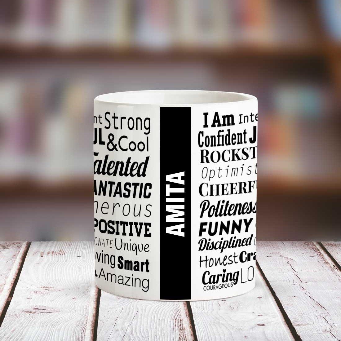 Huppme AMITA Good Personality White Ceramic Coffee Name Mug