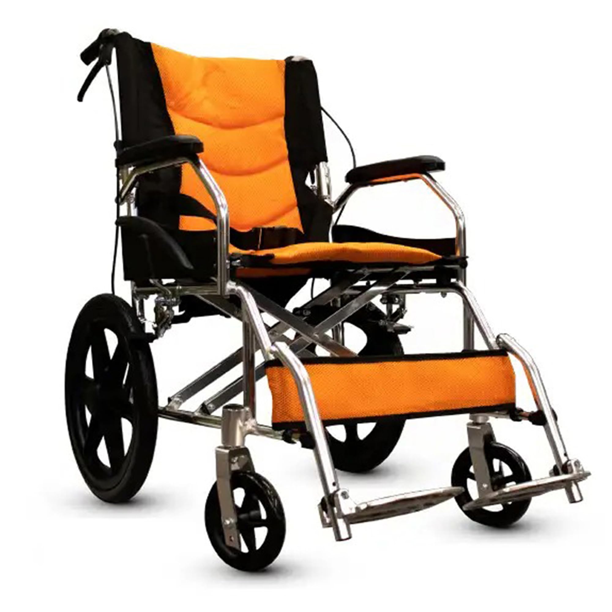 Rehamo Allite Eco Transit Lightweight Folding 18" Wheelchair With Hand Brakes, Aircraft Wheelchair, Ultra-light Aluminum Alloy Travel Wheelchair | Max User 100 Kg | N.W 10 Kg