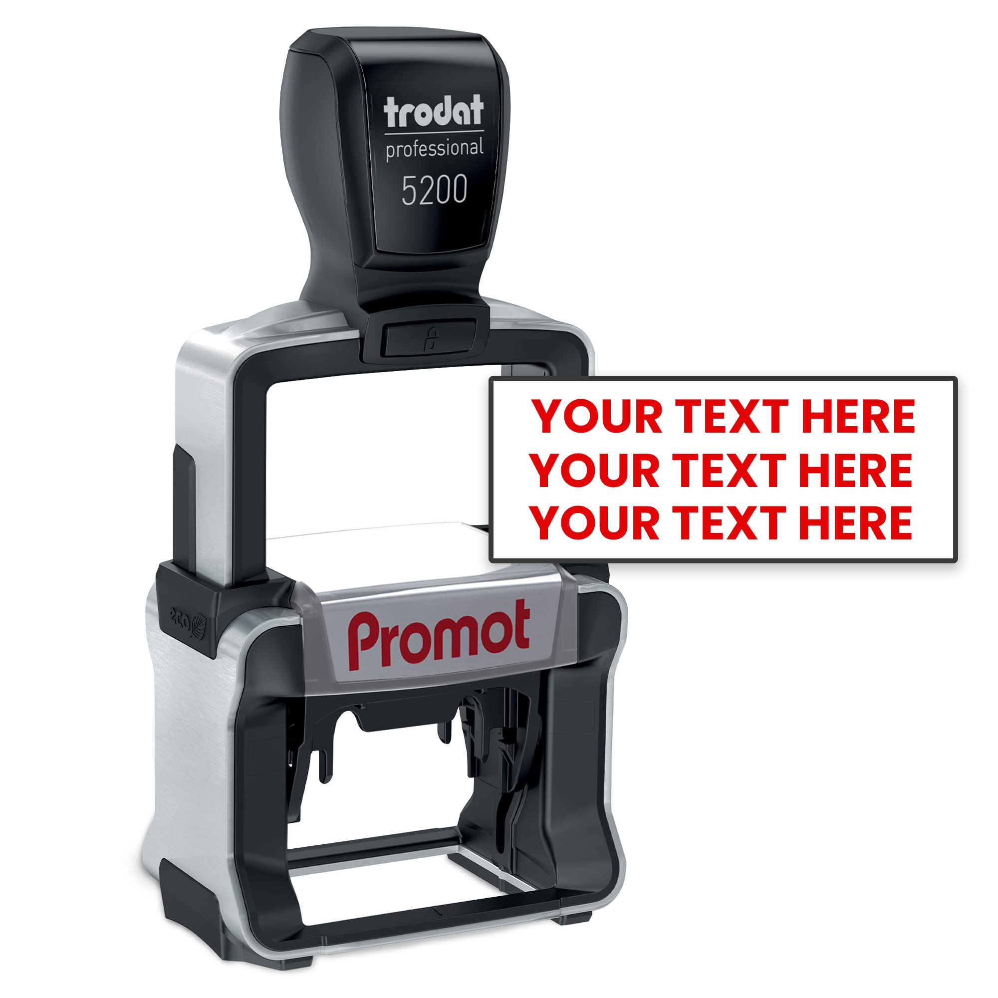 Promot Self Inking 3 Lines Custom Stamp - Personalized Name Stamp for Office, Teacher, Address & Business Label Stamp - Customizable Professional Rubber Stamps - Choose Font, Ink Color, Pad - Small