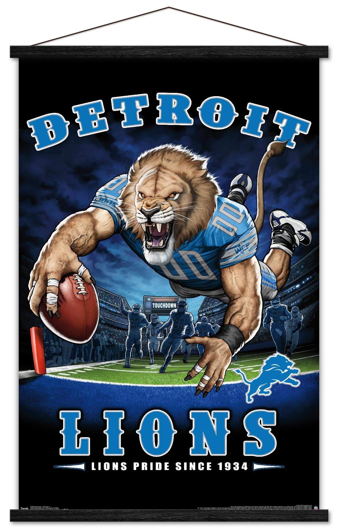 Trends International NFL Detroit Lions - End Zone 17 Wall Poster, 22.375" x 34", Premium Print and Black Hanger Bundle